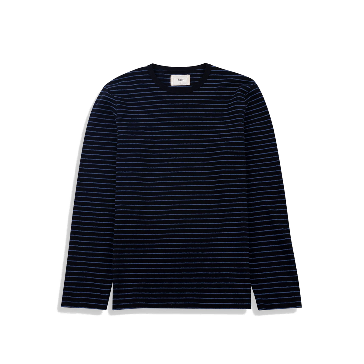 Longsleeve Textured Stripe T-Shirt - Black/Soft Blue-Folk-W2 Store