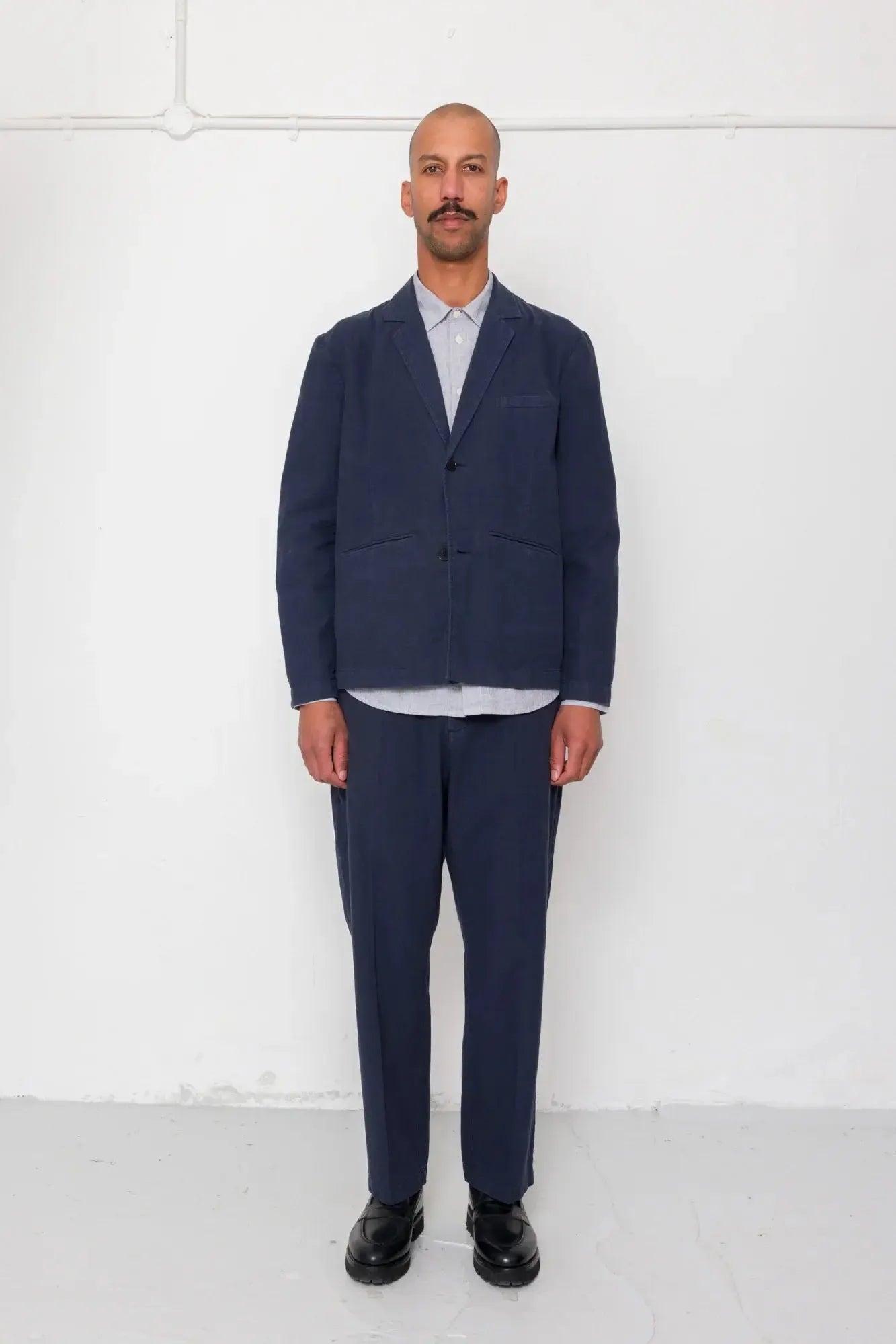 Lunar Suit Trouser - Dark Navy Cotton Linen-Folk-W2 Store