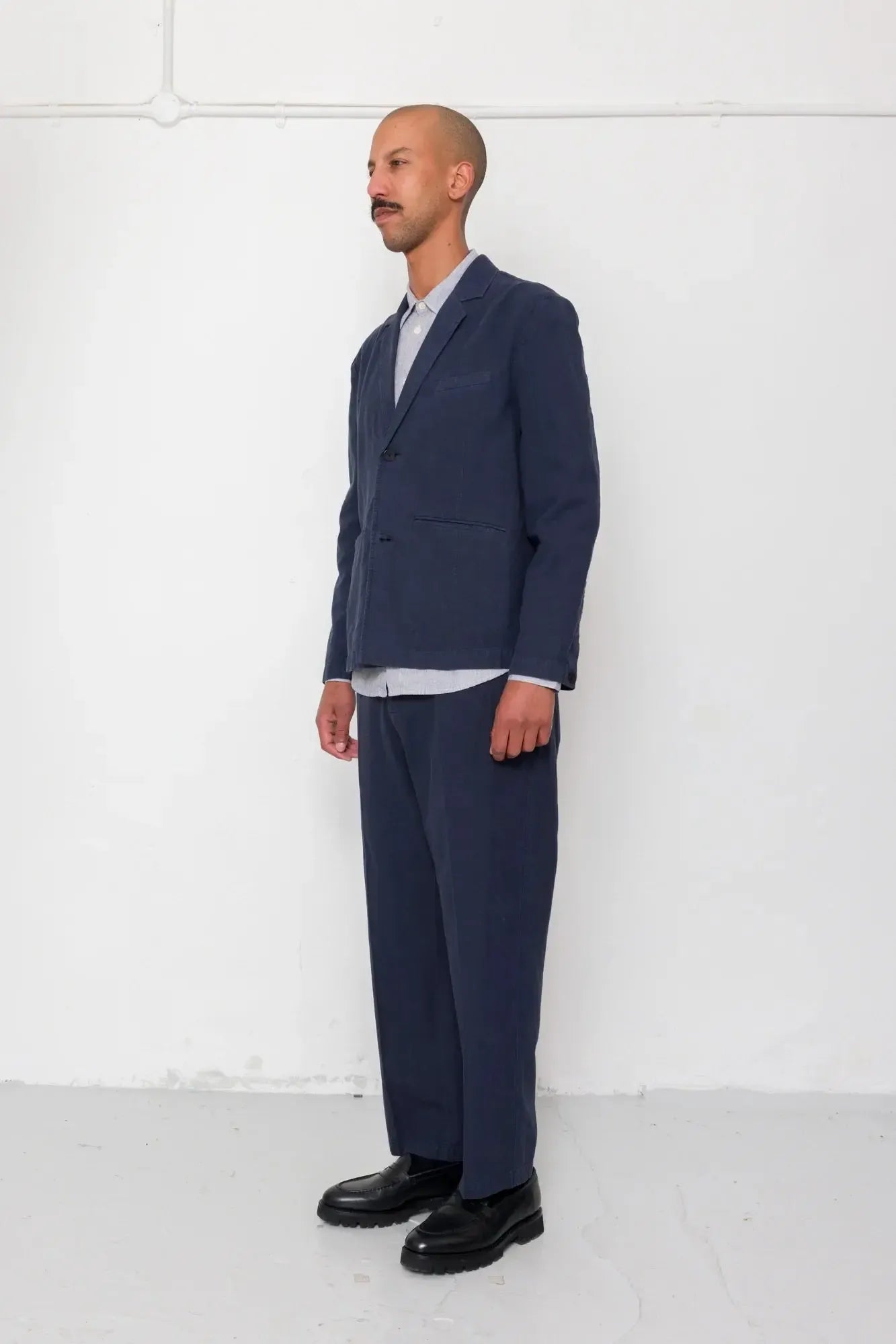 Lunar Suit Trouser - Dark Navy Cotton Linen-Folk-W2 Store