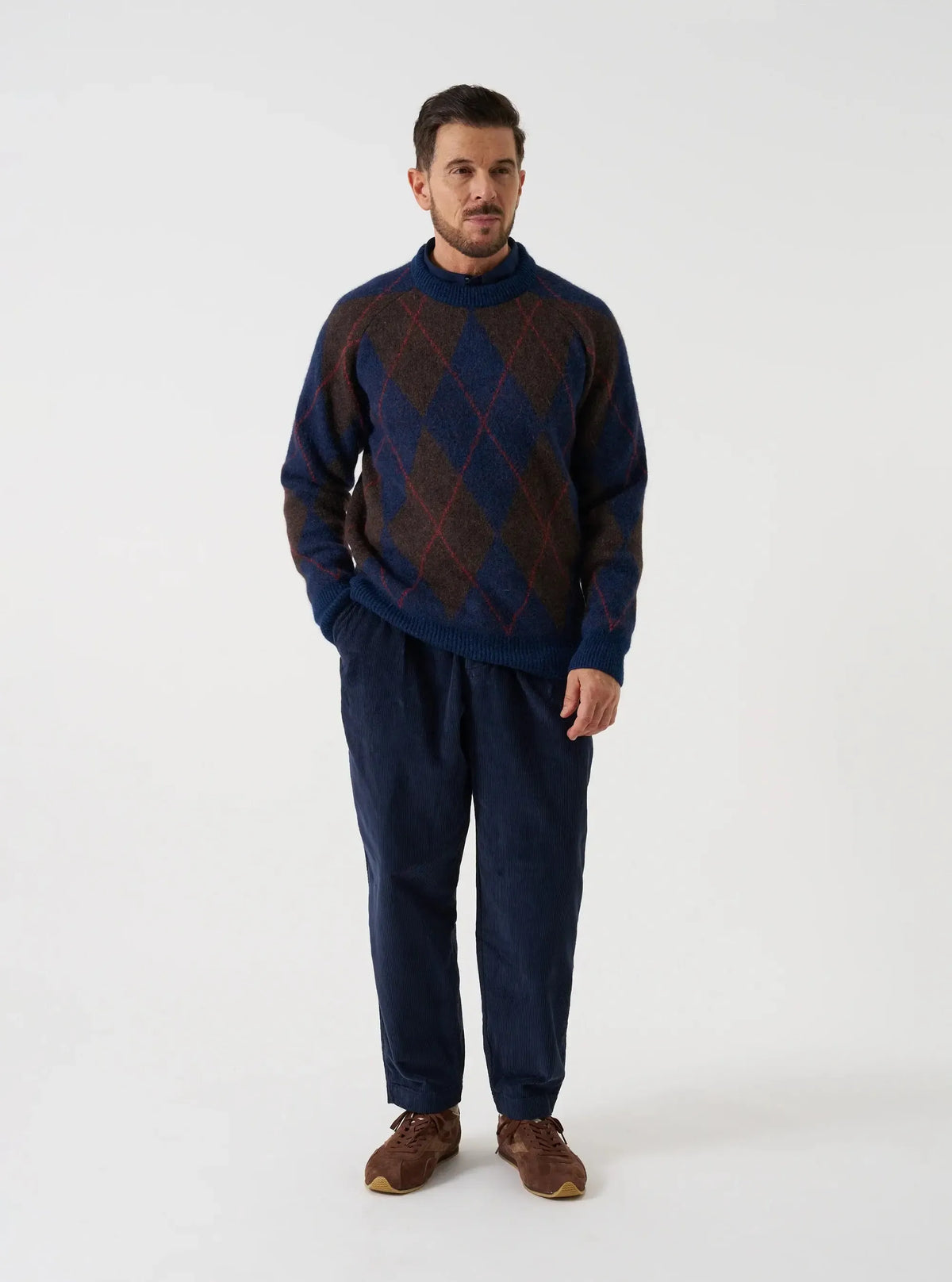 Lyon Crew Alpaca Argyle Navy-Universal Works-W2 Store