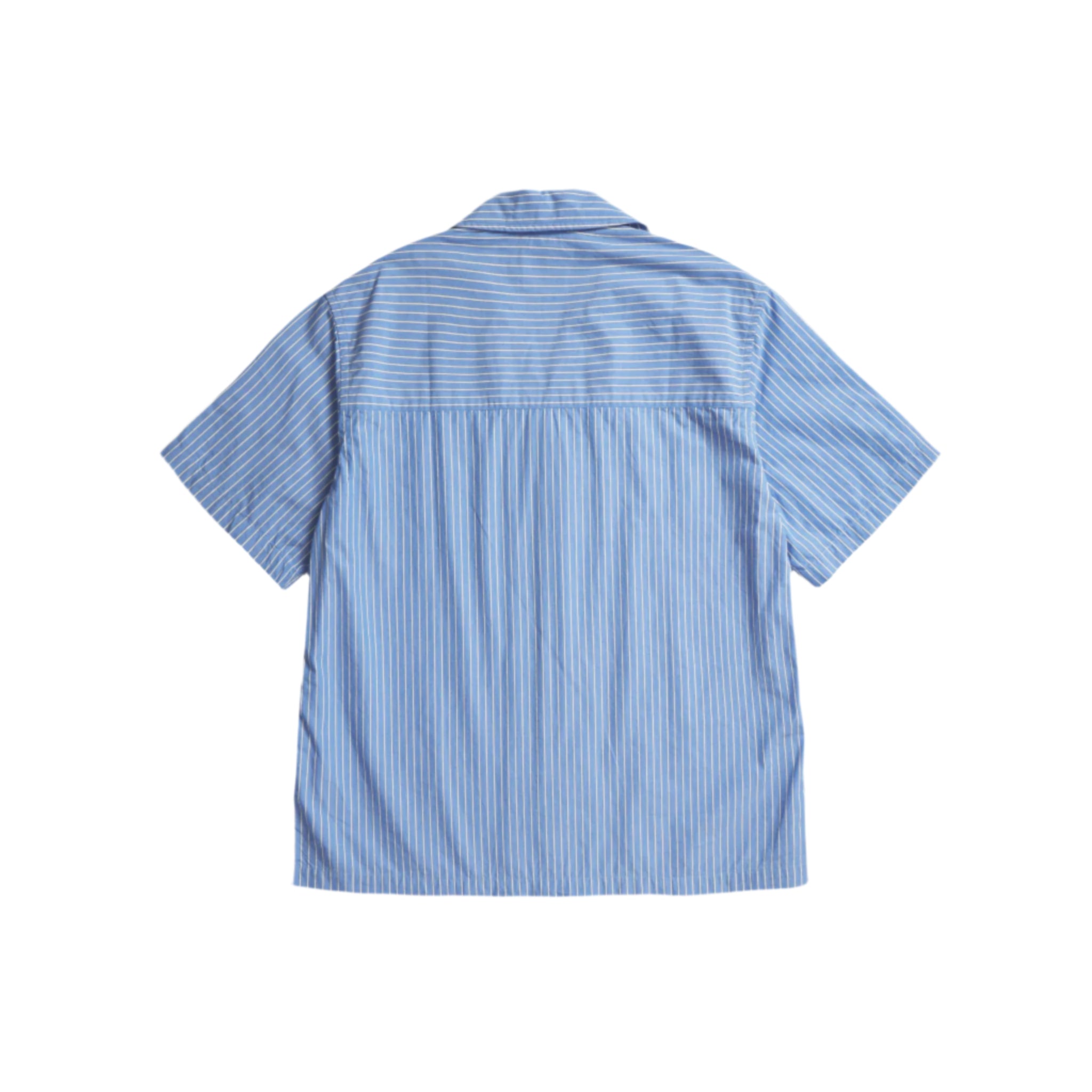 Mads Poplin Stripe Short Sleeve Shirt - Navy-Norse Projects-W2 Store