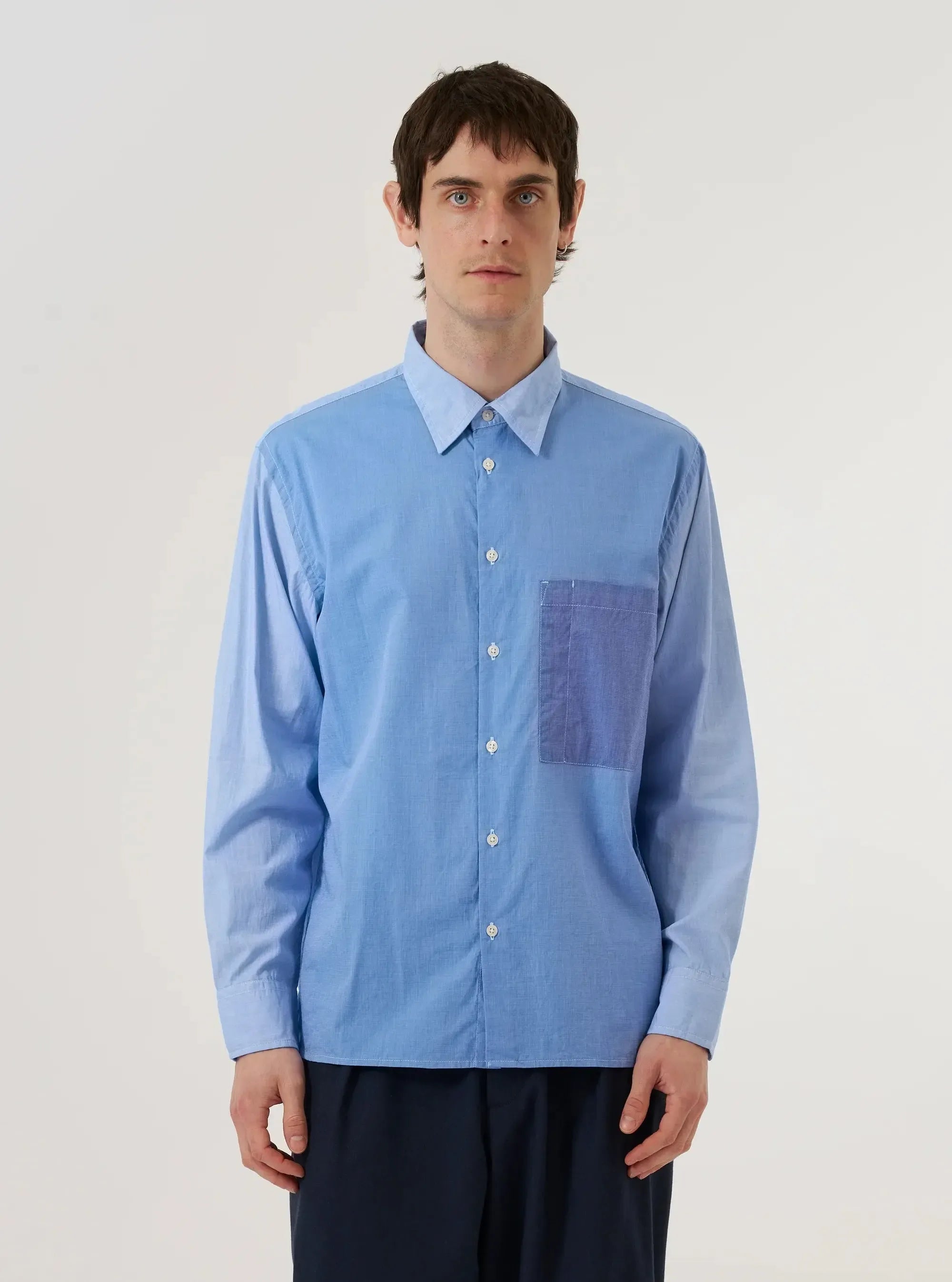 Mixed Square Pocket Shirt Fil A Fil - Sky/Blue-Universal Works-W2 Store