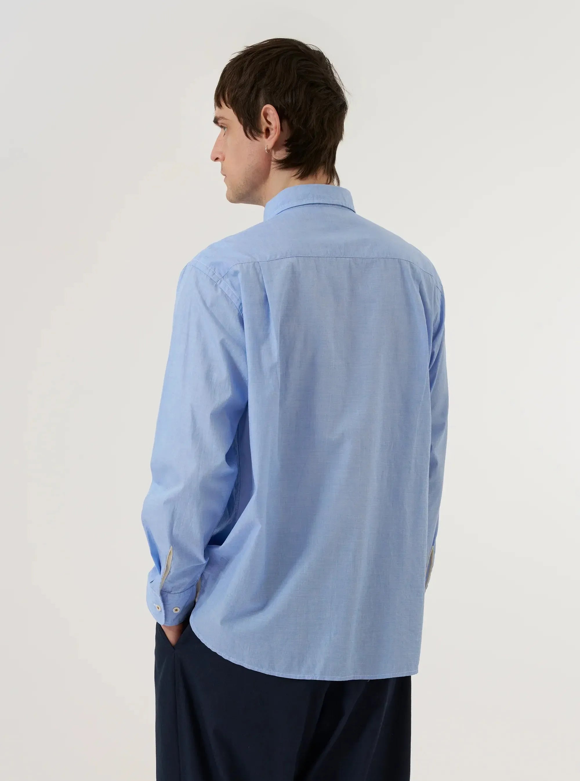 Mixed Square Pocket Shirt Fil A Fil - Sky/Blue-Universal Works-W2 Store