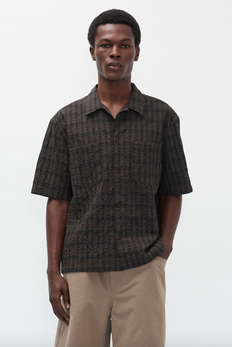 Mols Check SS Camp Shirt - Delicioso Brown-Norse Projects-W2 Store