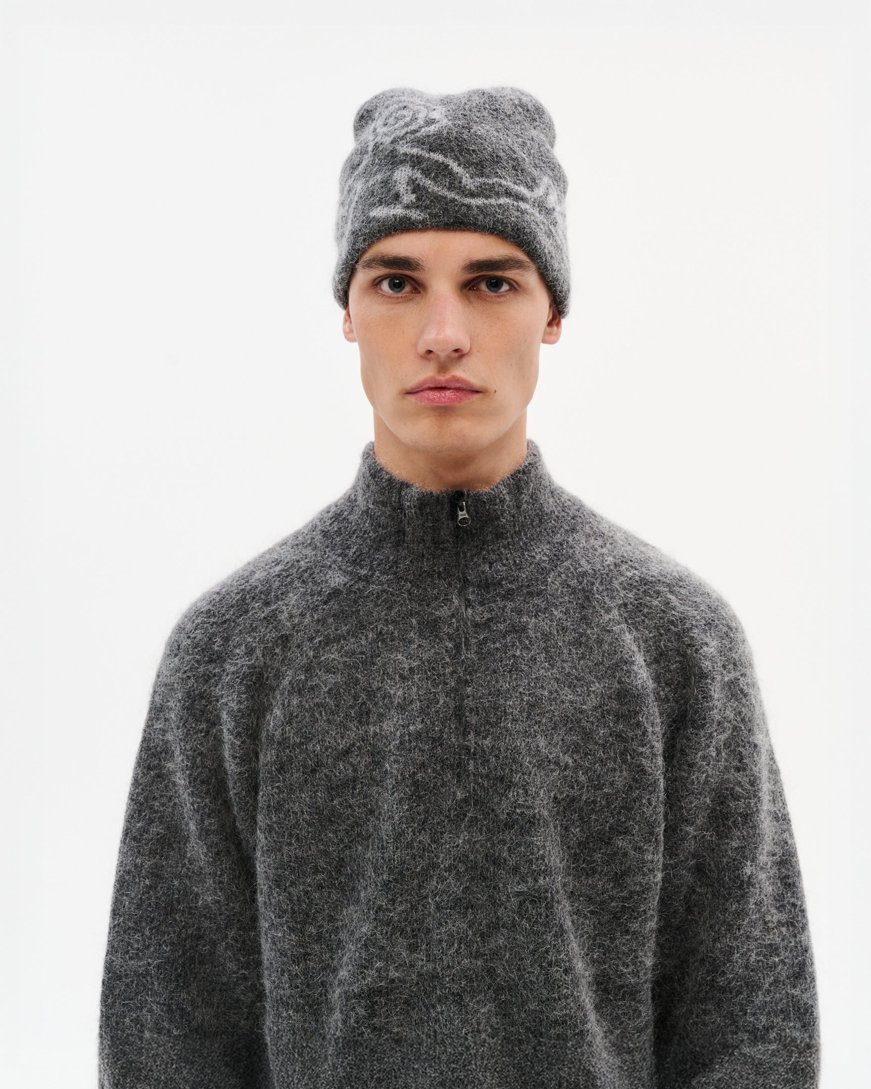 Moscot Mohair Mixed Knit Beanie - Dark Grey-Hiking Patrol-W2 Store