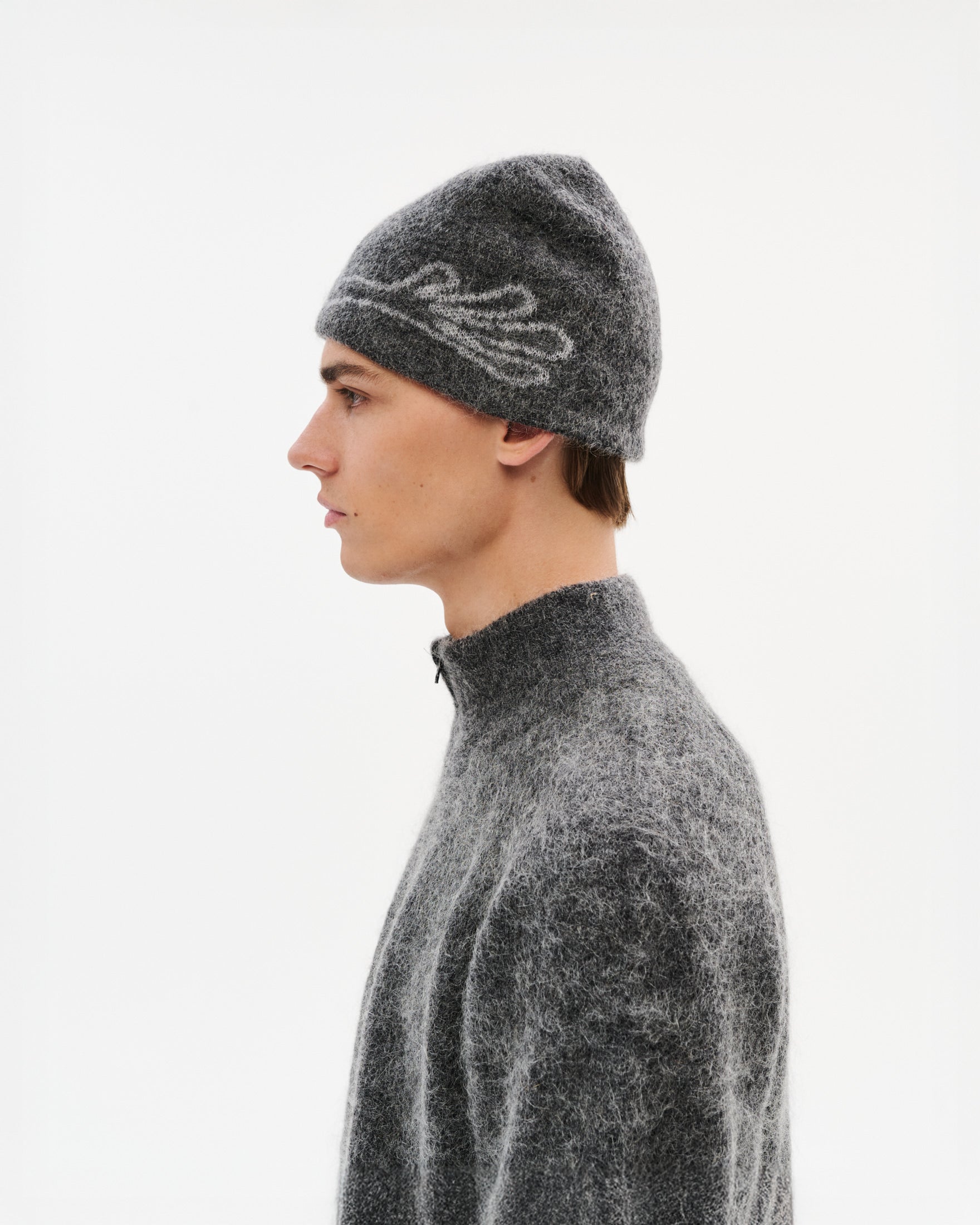Moscot Mohair Mixed Knit Beanie - Dark Grey-Hiking Patrol-W2 Store