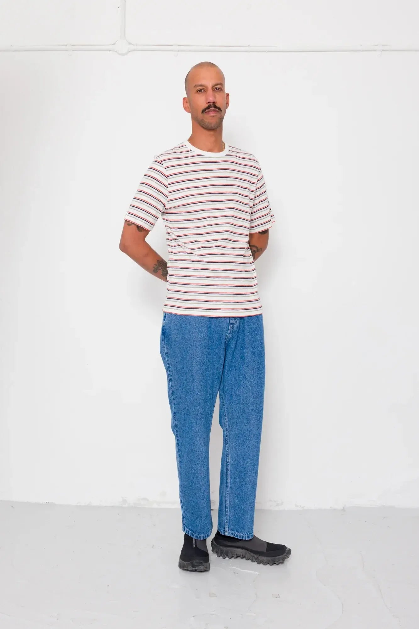 Multistripe T-Shirt - Ecru/ Red Oxide Mix-Folk-W2 Store
