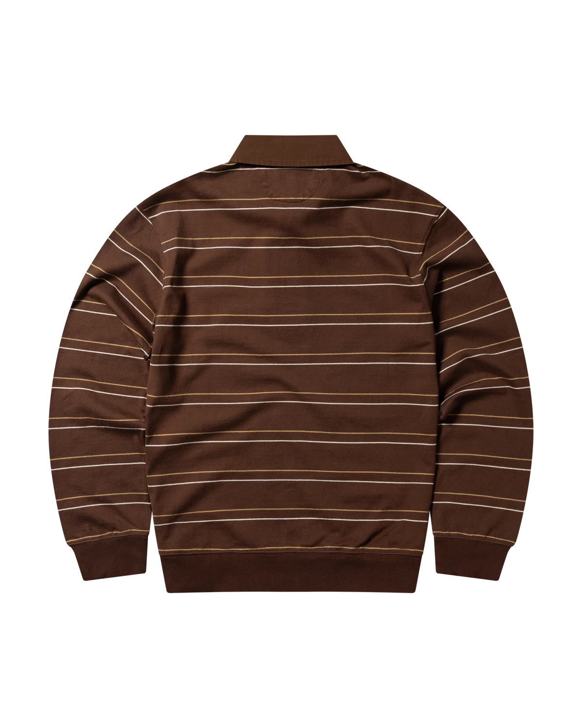 Striped Long Sleeve Rugby Shirt - Brown