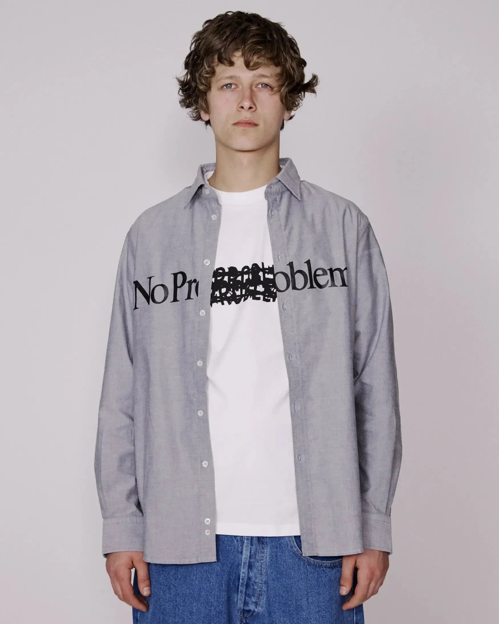 No Problemo Long Sleeve Oxford Shirt - Charcoal-No Problemo-W2 Store