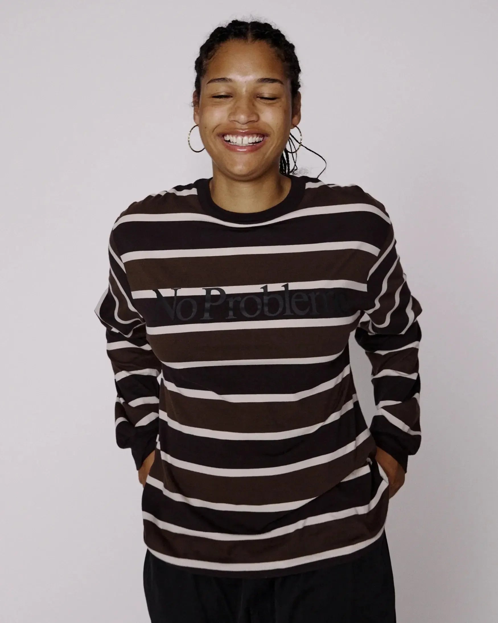 No Problemo Striped Long Sleeve T-Shirt - Brown-No Problemo-W2 Store
