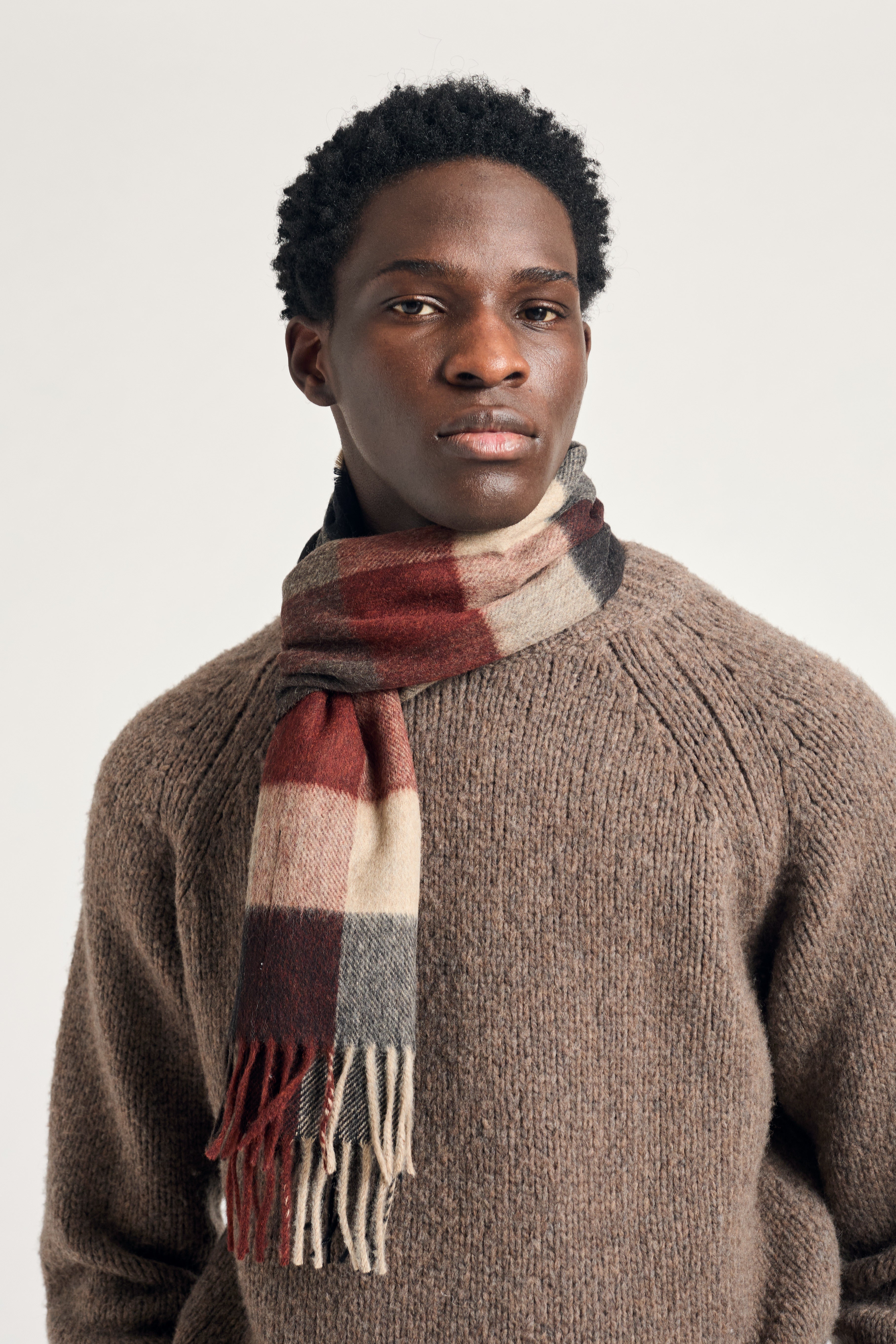 Norse Moon Merino Lambswool Checked Scarf - Espresso-Norse Projects-W2 Store