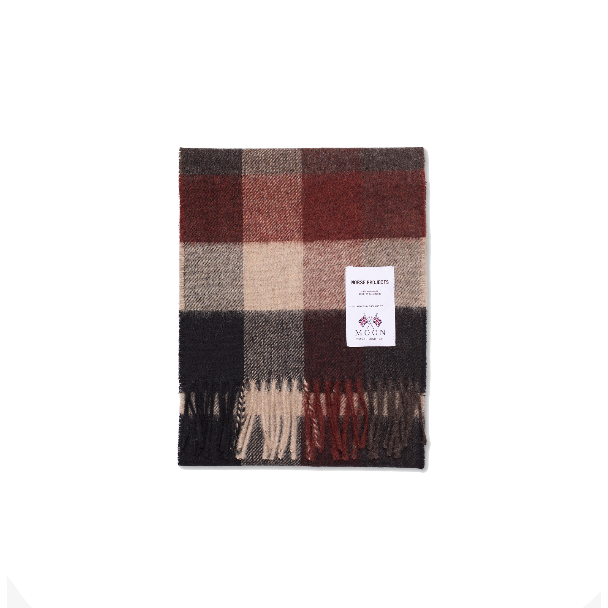 Norse Moon Merino Lambswool Checked Scarf - Espresso-Norse Projects-W2 Store