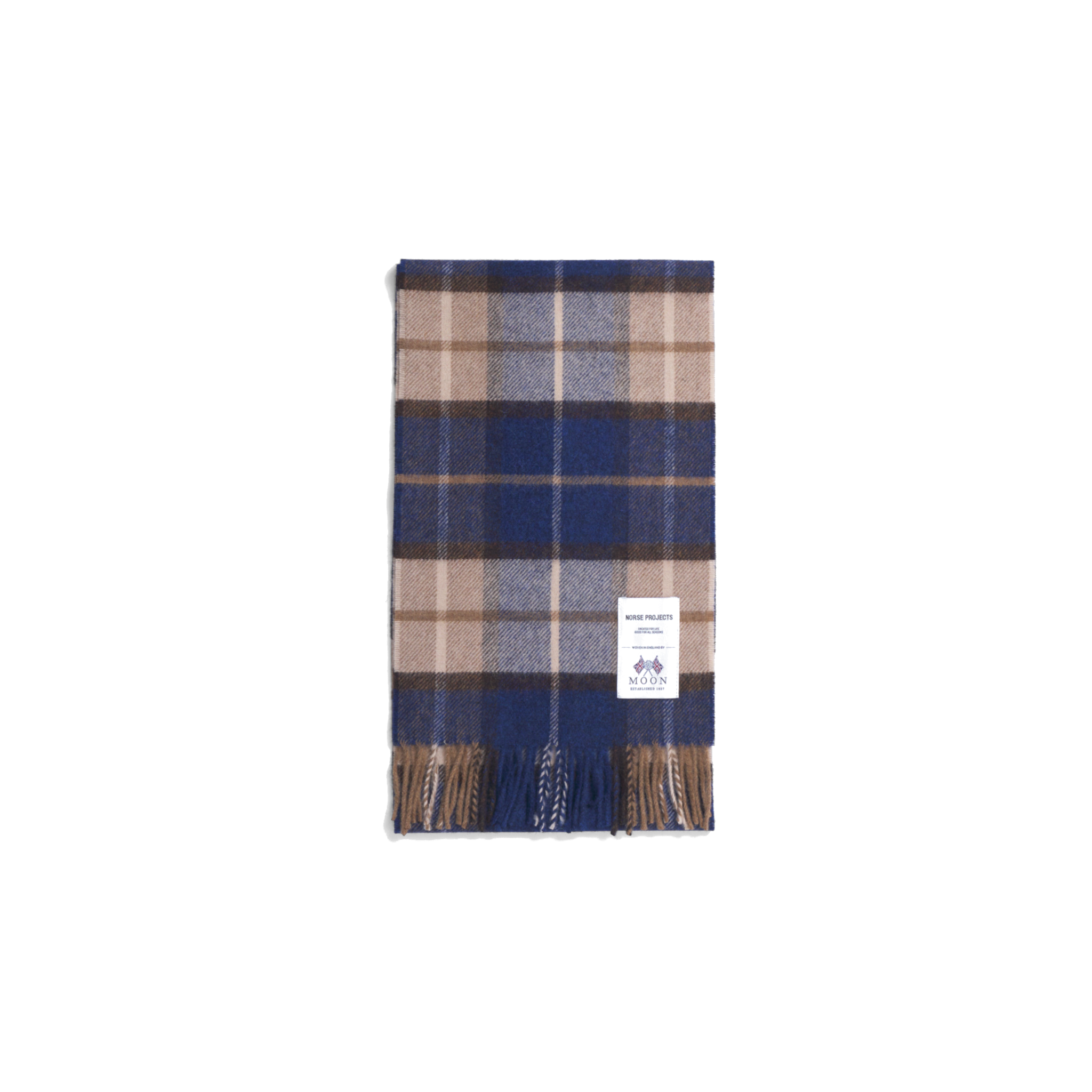 Norse Moon Merino Lambswool Checked Scarf - Estate Blue-Norse Projects-W2 Store