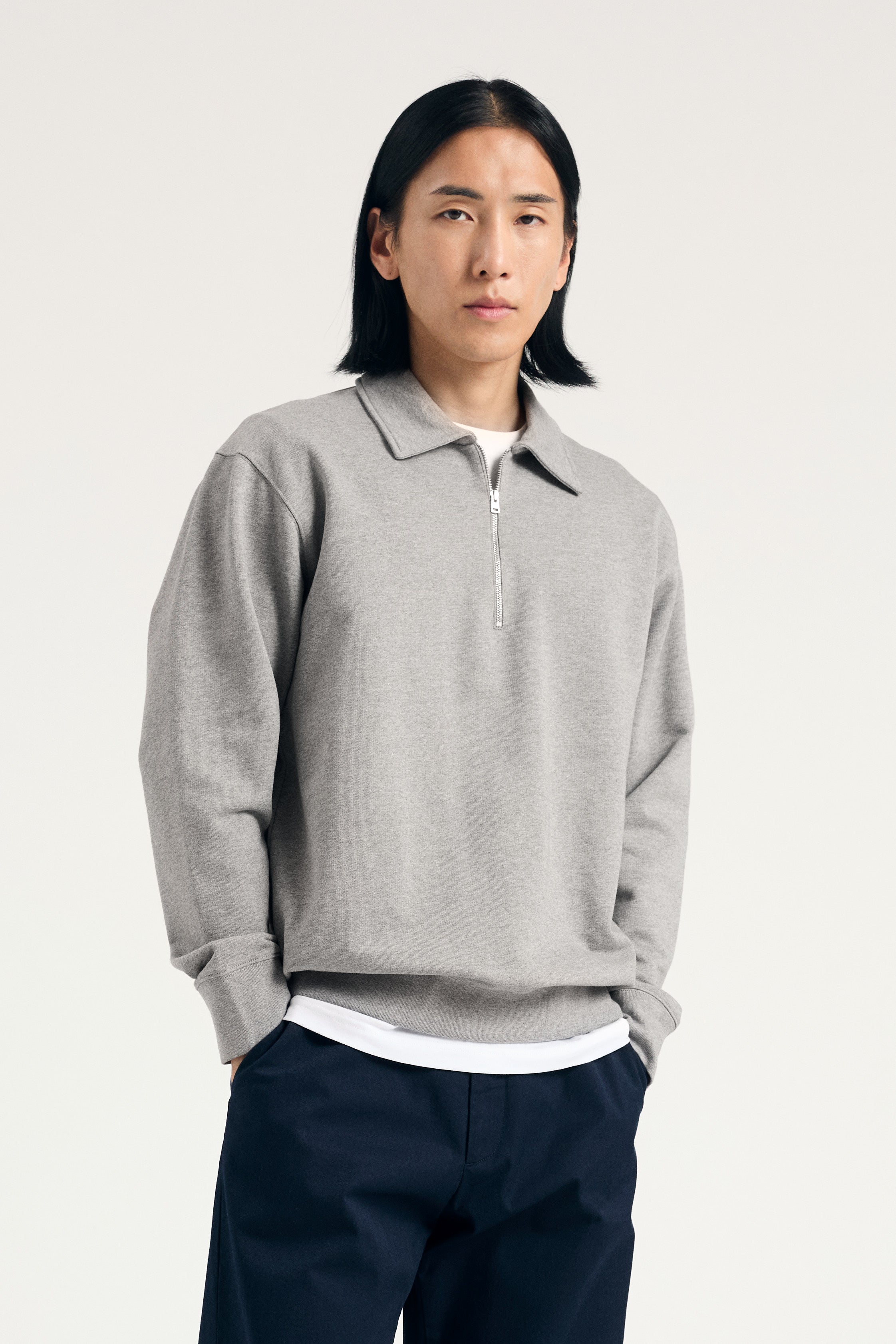 Norse Standard Half Zip Sweatshirt - Grey Melange-Norse Projects-W2 Store