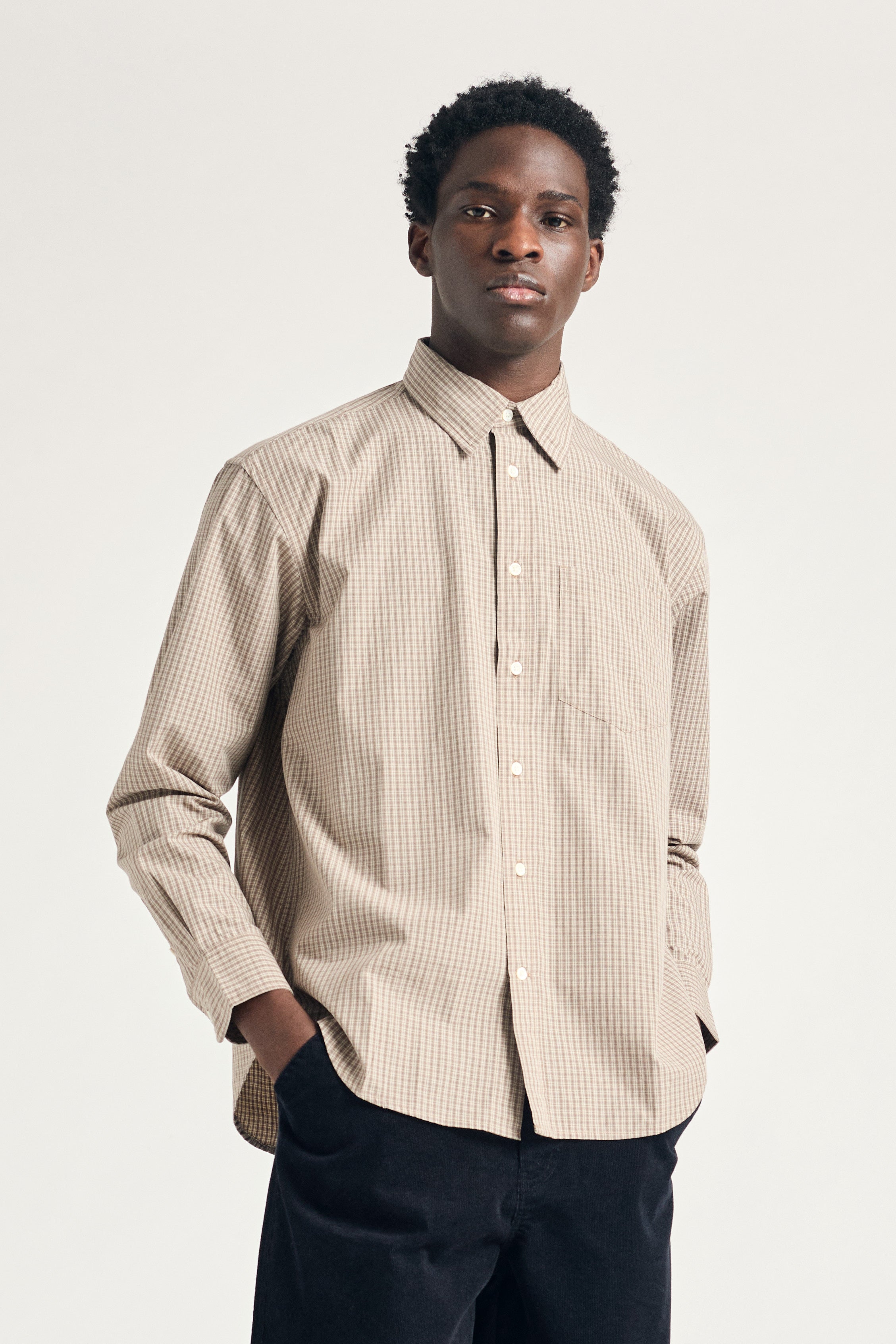 Ole Oversize Poplin Check Shirt - Walnut-Norse Projects-W2 Store
