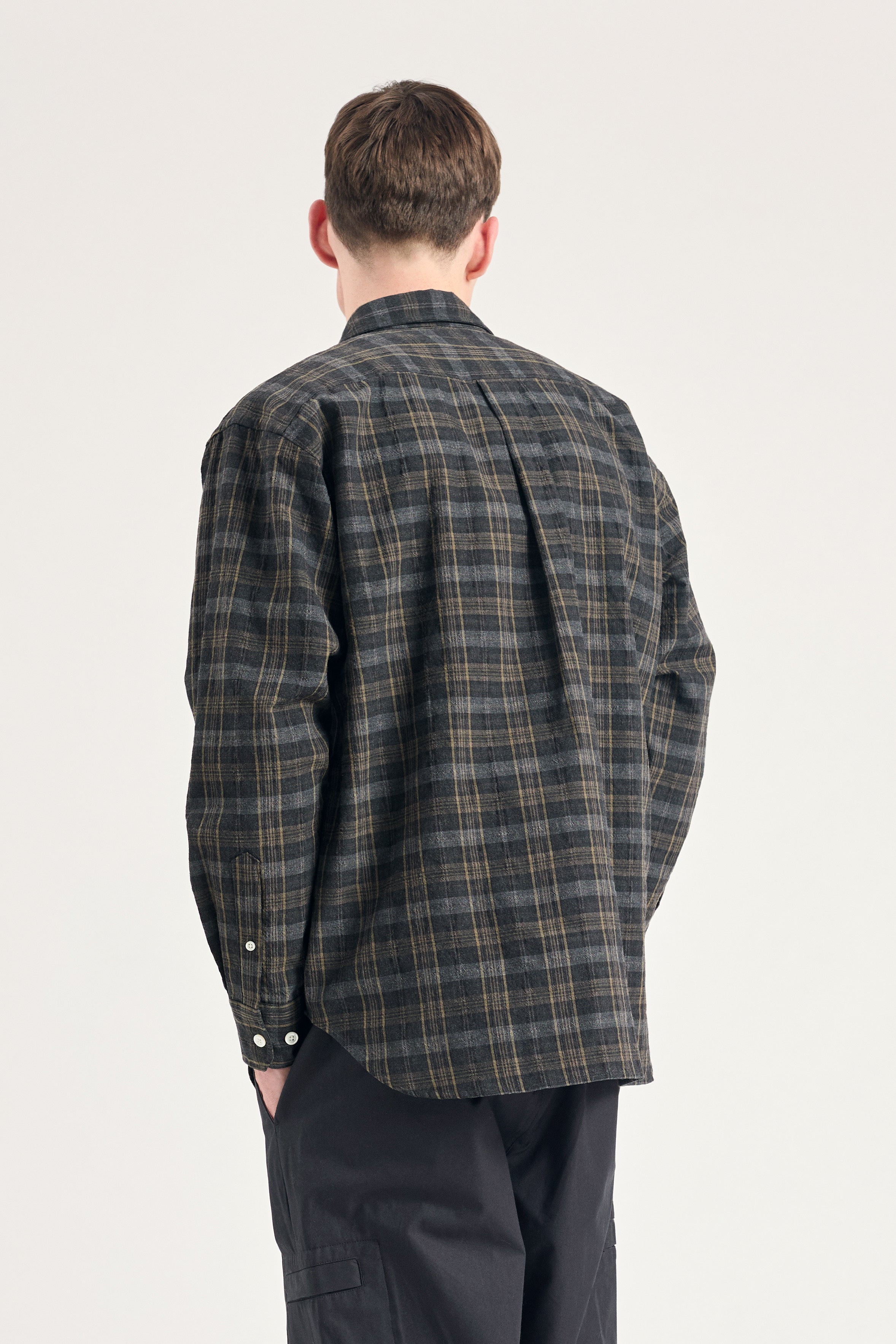 Ole Oversized Wool Check Shirt - Charcoal Grey-Norse Projects-W2 Store