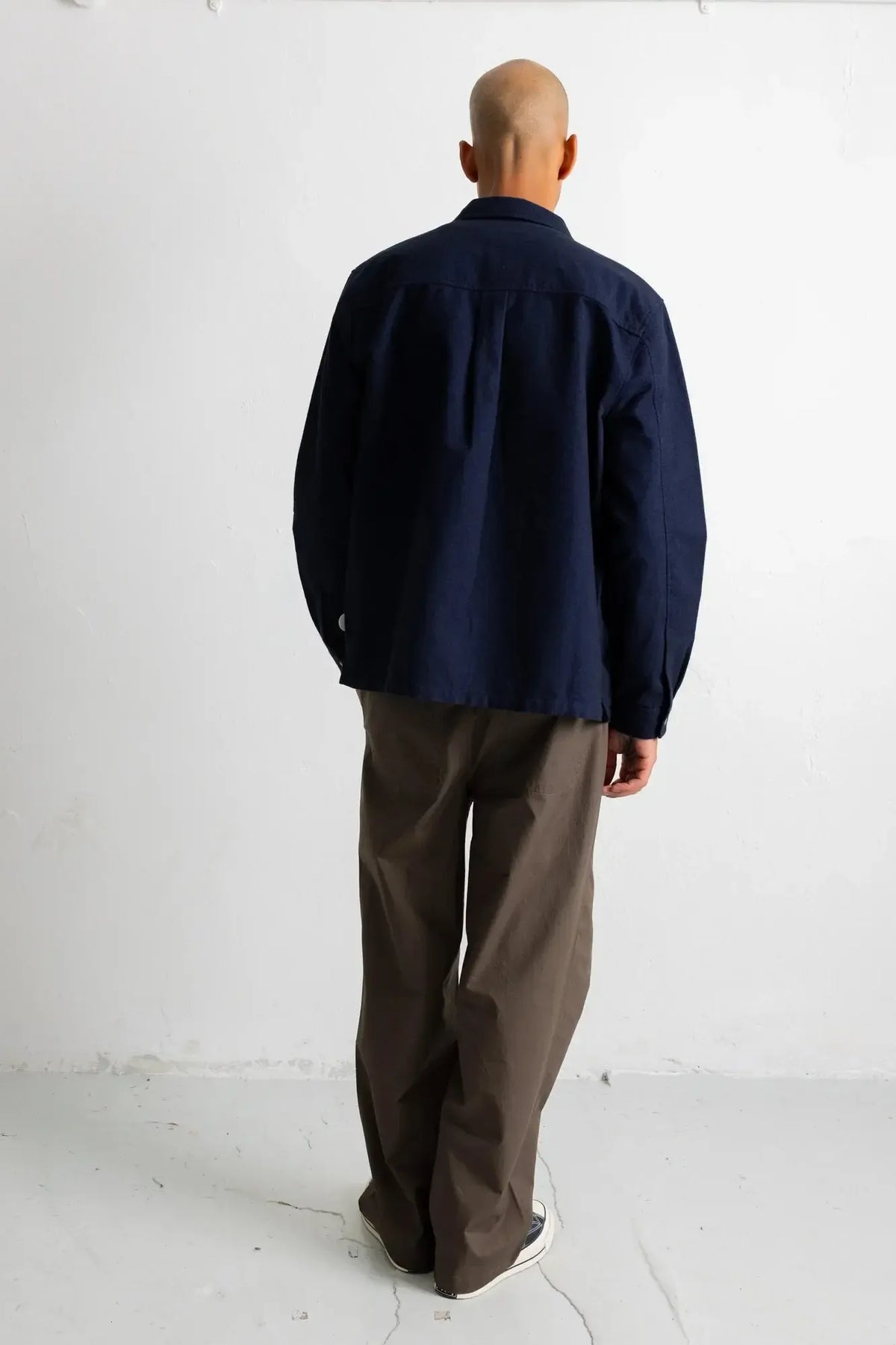 Patch Overshirt - Navy Lightweight Moleskin-Folk-W2 Store