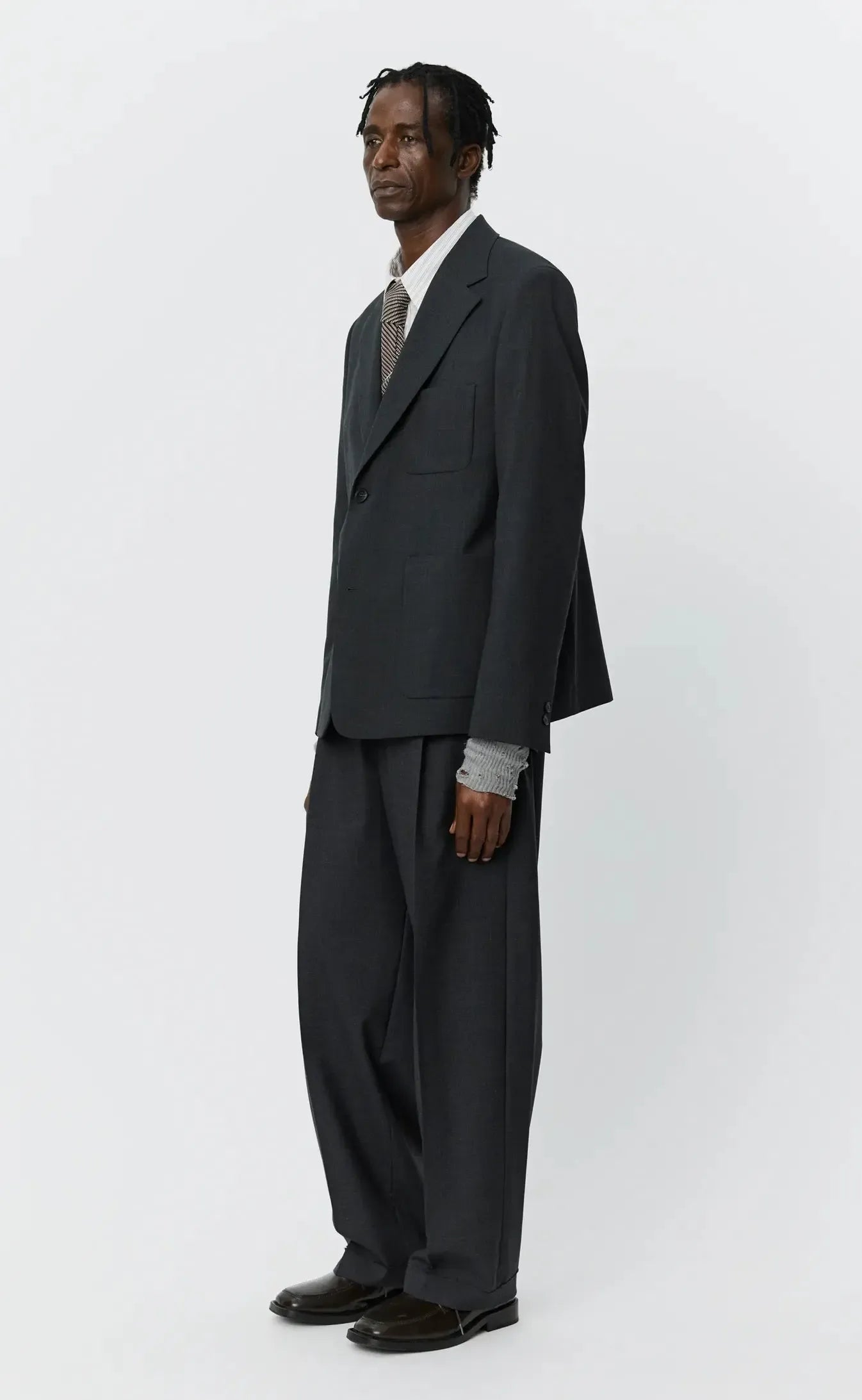 Patch Pocket Blazer - Grey Wool-mfpen-W2 Store