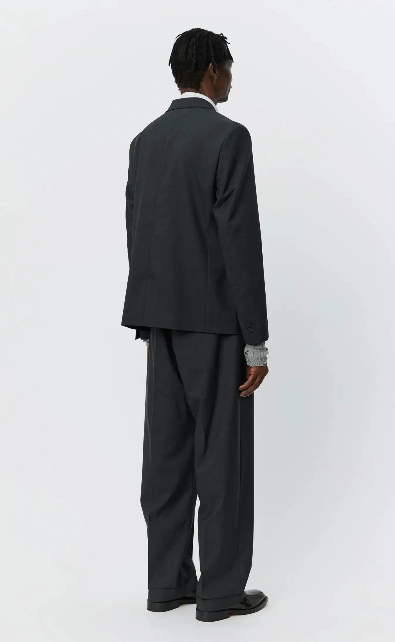 Patch Pocket Blazer - Grey Wool-mfpen-W2 Store