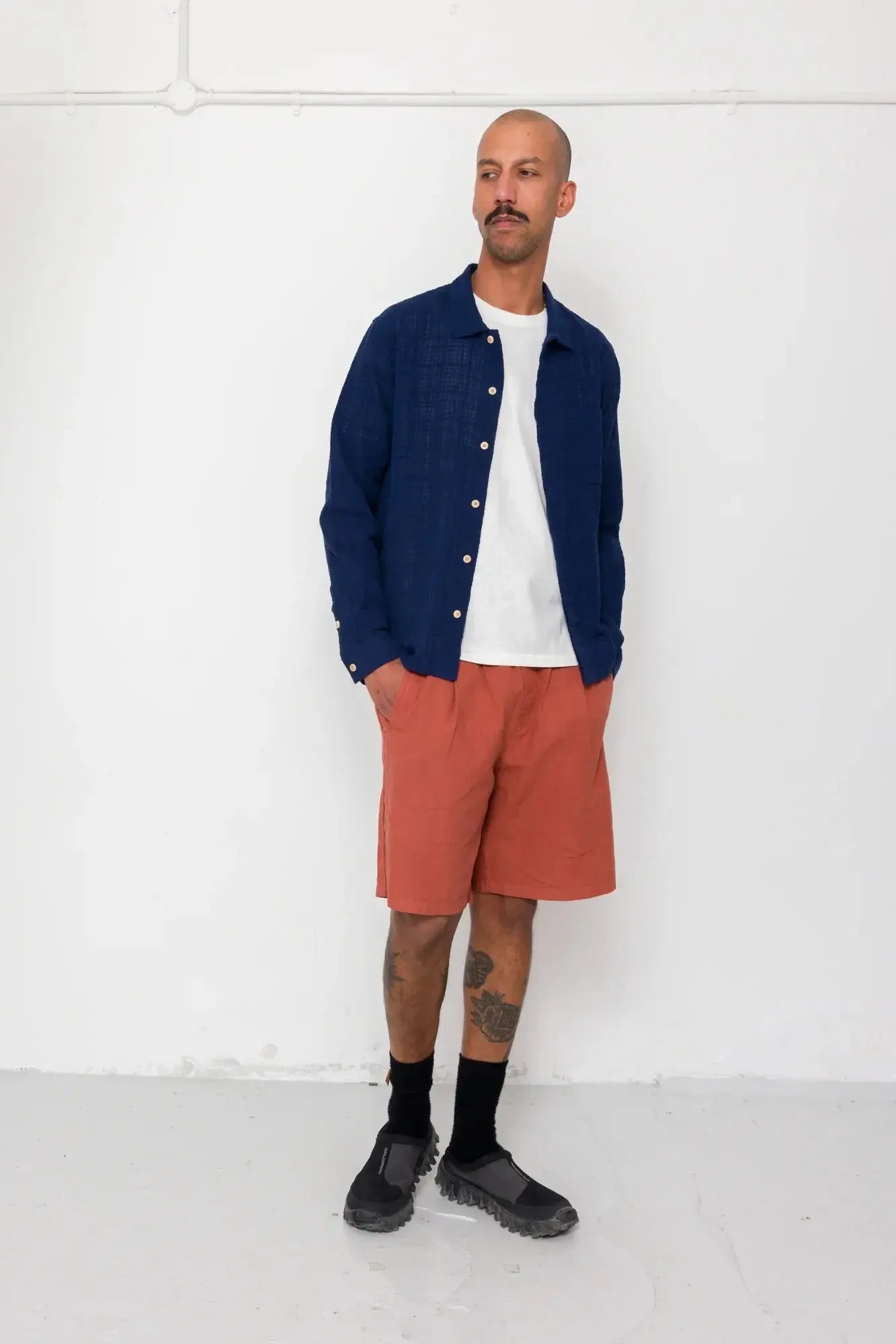 Patch Shirt - Navy Openweave-Folk-W2 Store