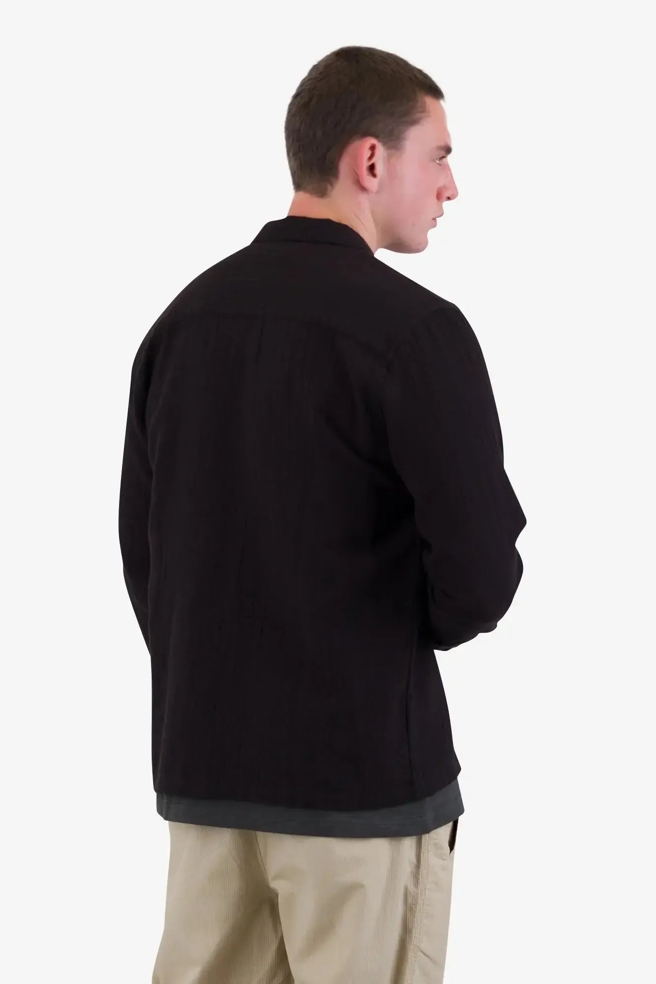 Patch Shirt - Soft Black Open Weave Check-Folk-W2 Store