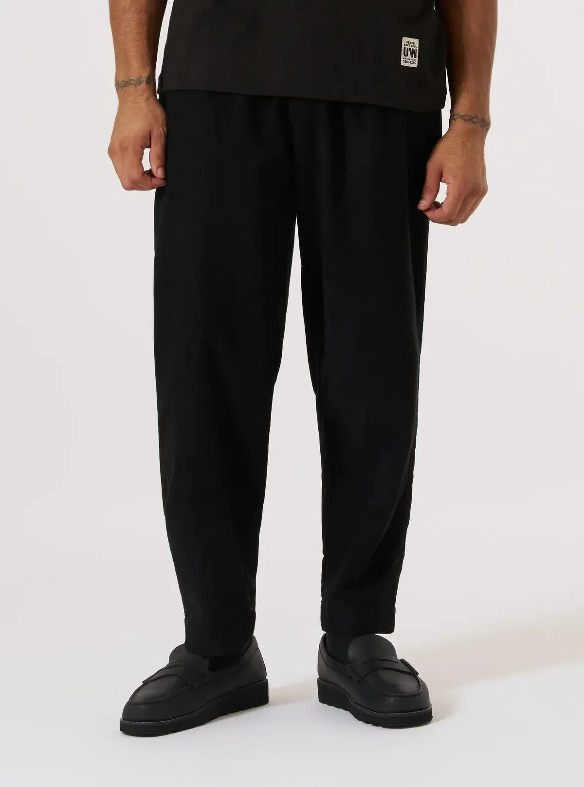 Pleated Track Pant Comfort Moleskin - Black-Universal Works-W2 Store