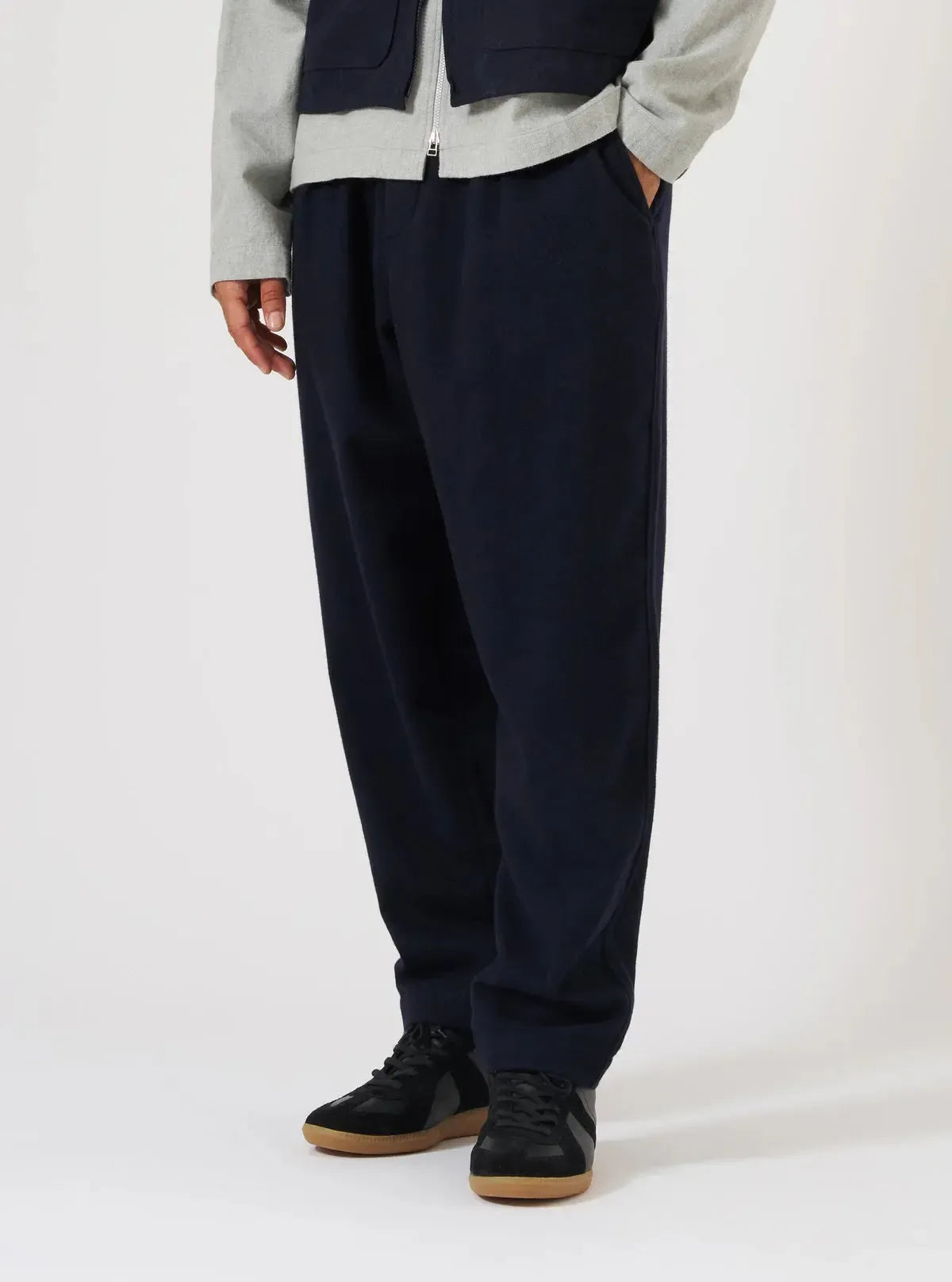 Pleated Track Pant Soft Recycled Wool - Dark Navy-Universal Works-W2 Store