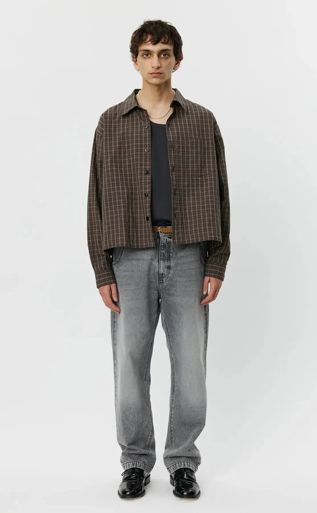 Priority Shirt - Brown Linen Check-mfpen-W2 Store