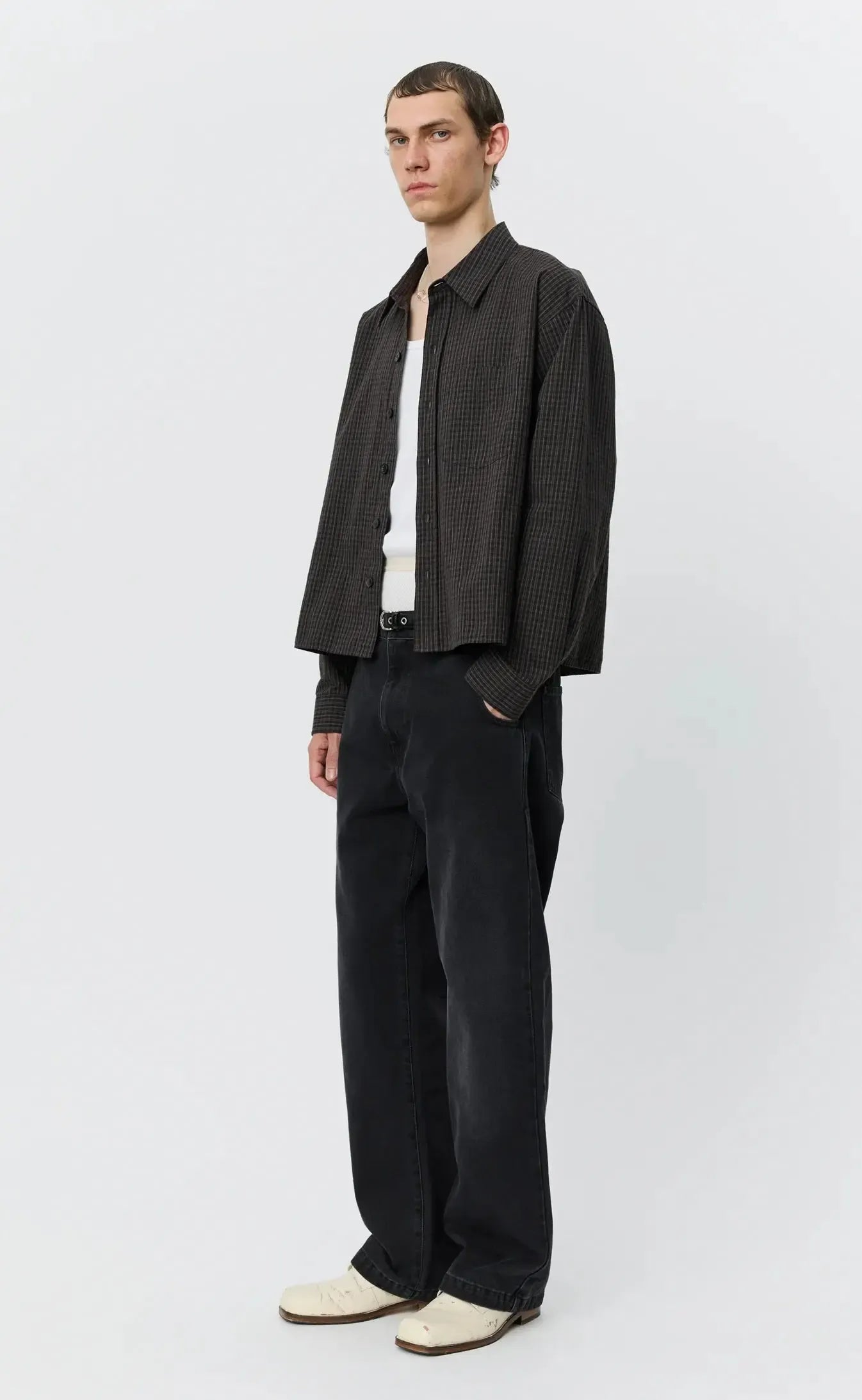 Priority Shirt - Dark Linen Check-mfpen-W2 Store