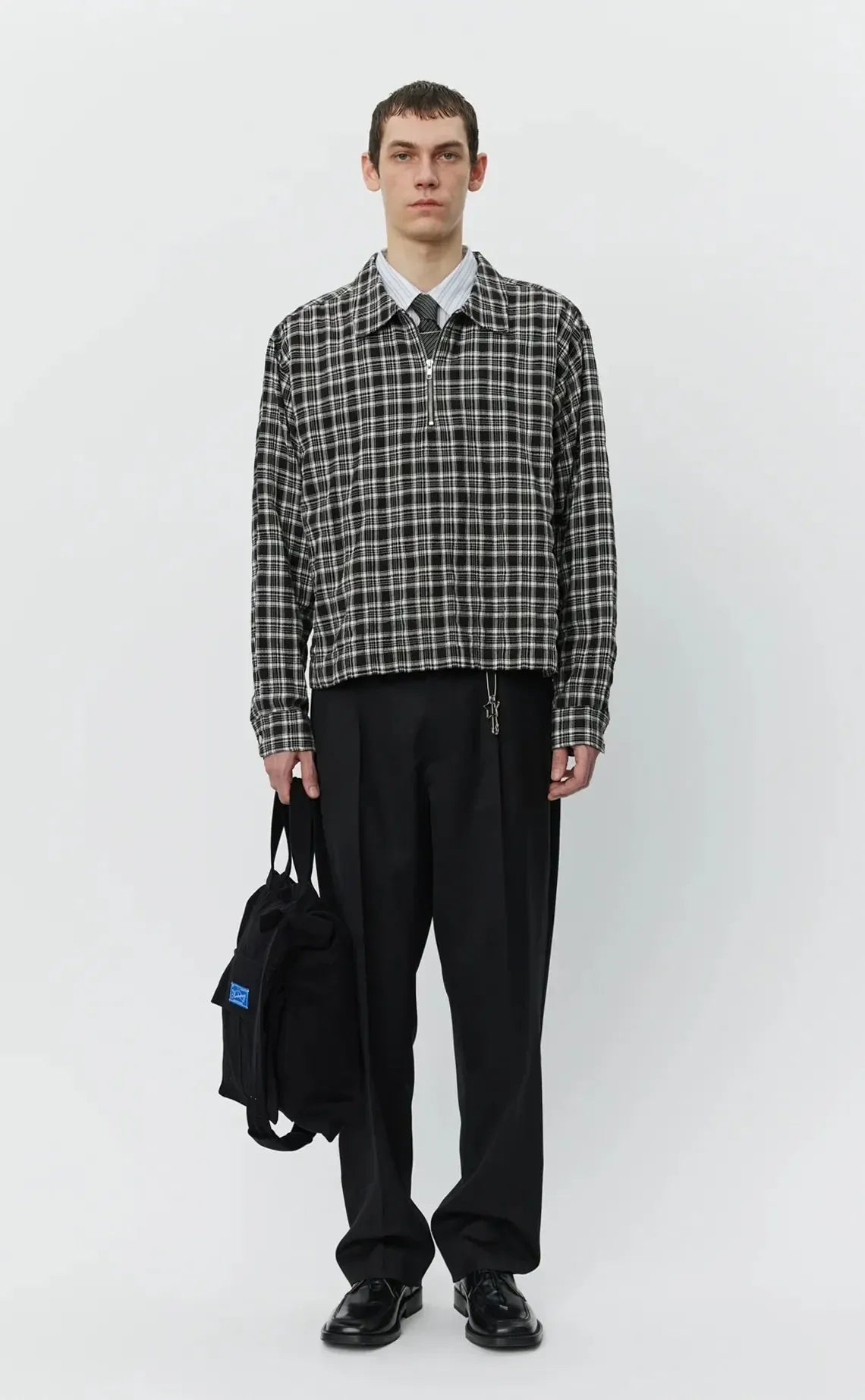 Quarter Zip Shirt - Coffee Texture Plaid-mfpen-W2 Store