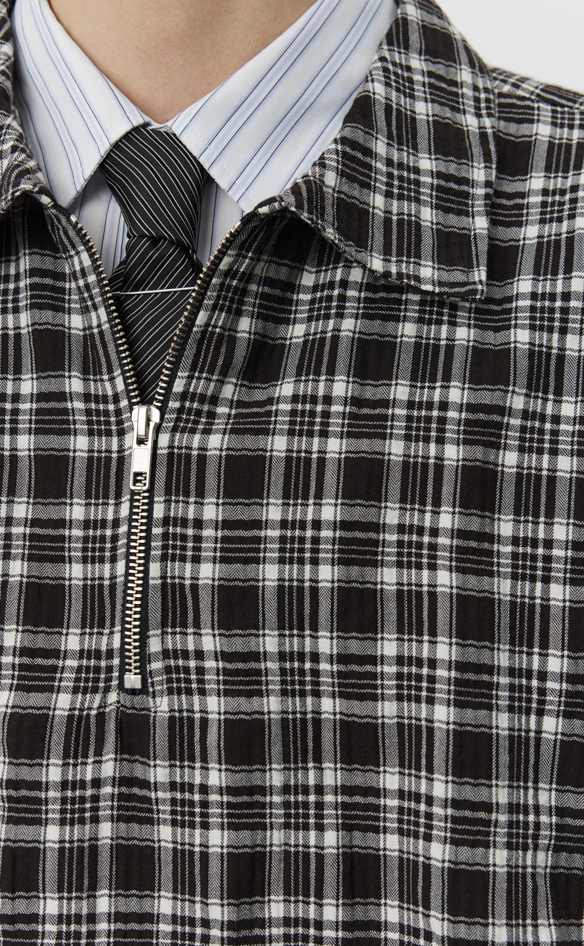 Quarter Zip Shirt - Coffee Texture Plaid-mfpen-W2 Store