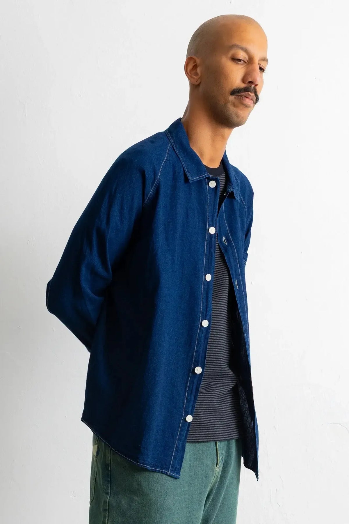 Raglan Shirt - Deep Indigo Linen-Folk-W2 Store