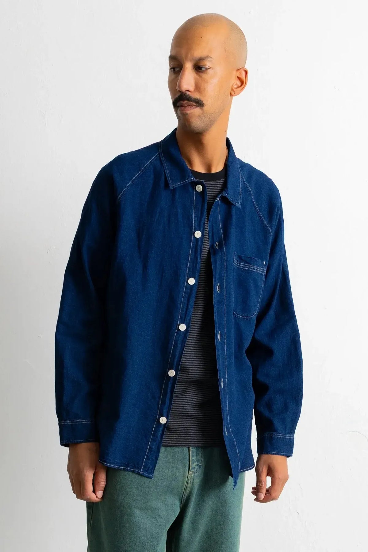 Raglan Shirt - Deep Indigo Linen-Folk-W2 Store