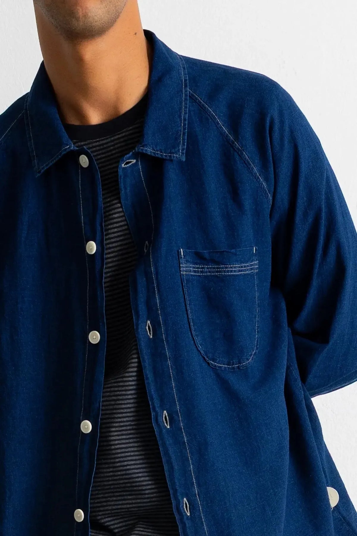 Raglan Shirt - Deep Indigo Linen-Folk-W2 Store