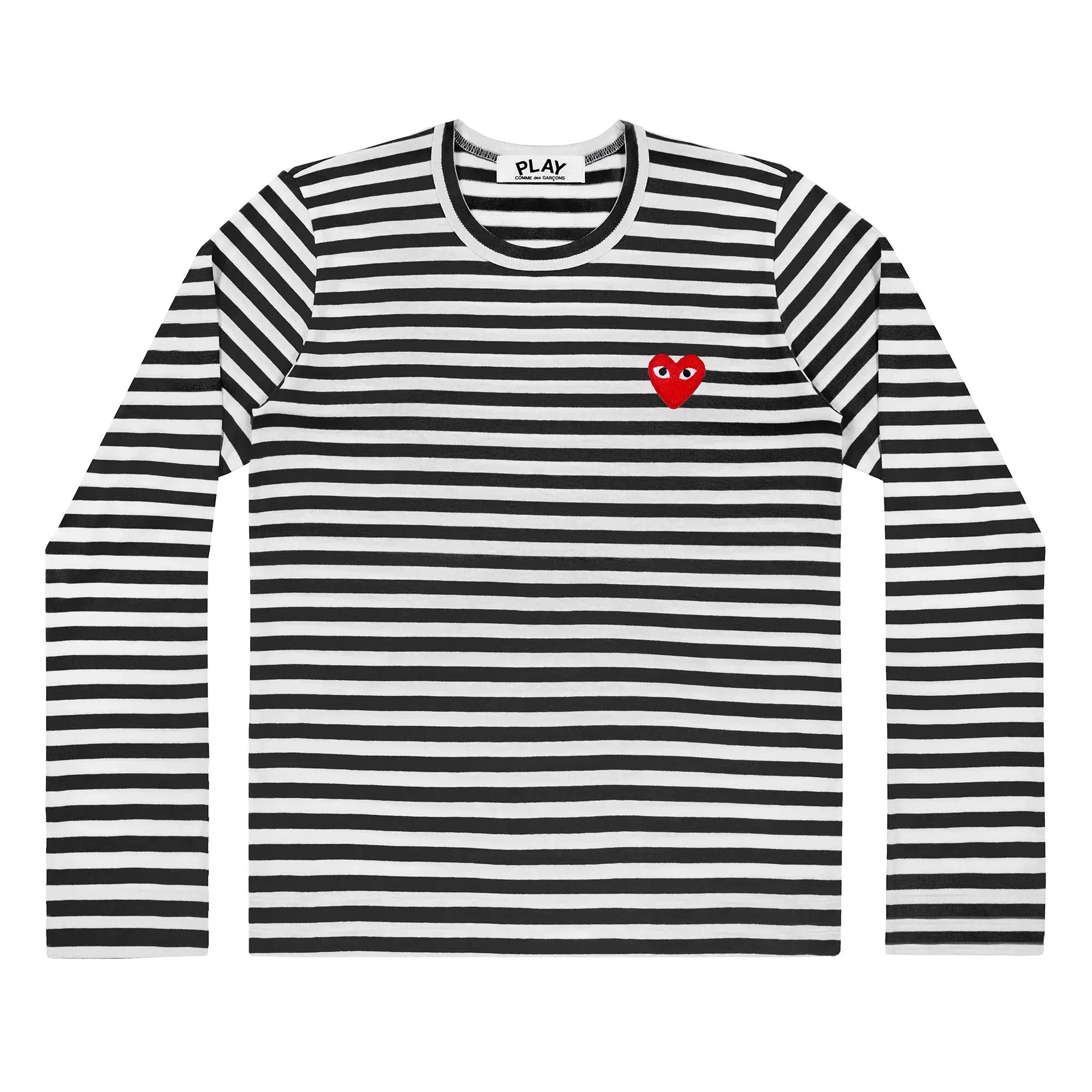 Red Heart Long Sleeve Stripe T Shirt - Black/White-Comme des Garçons Play-W2 Store
