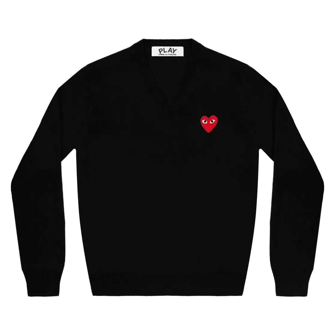 Red Heart V-Neck Knit - Black-Comme des Garçons Play-W2 Store