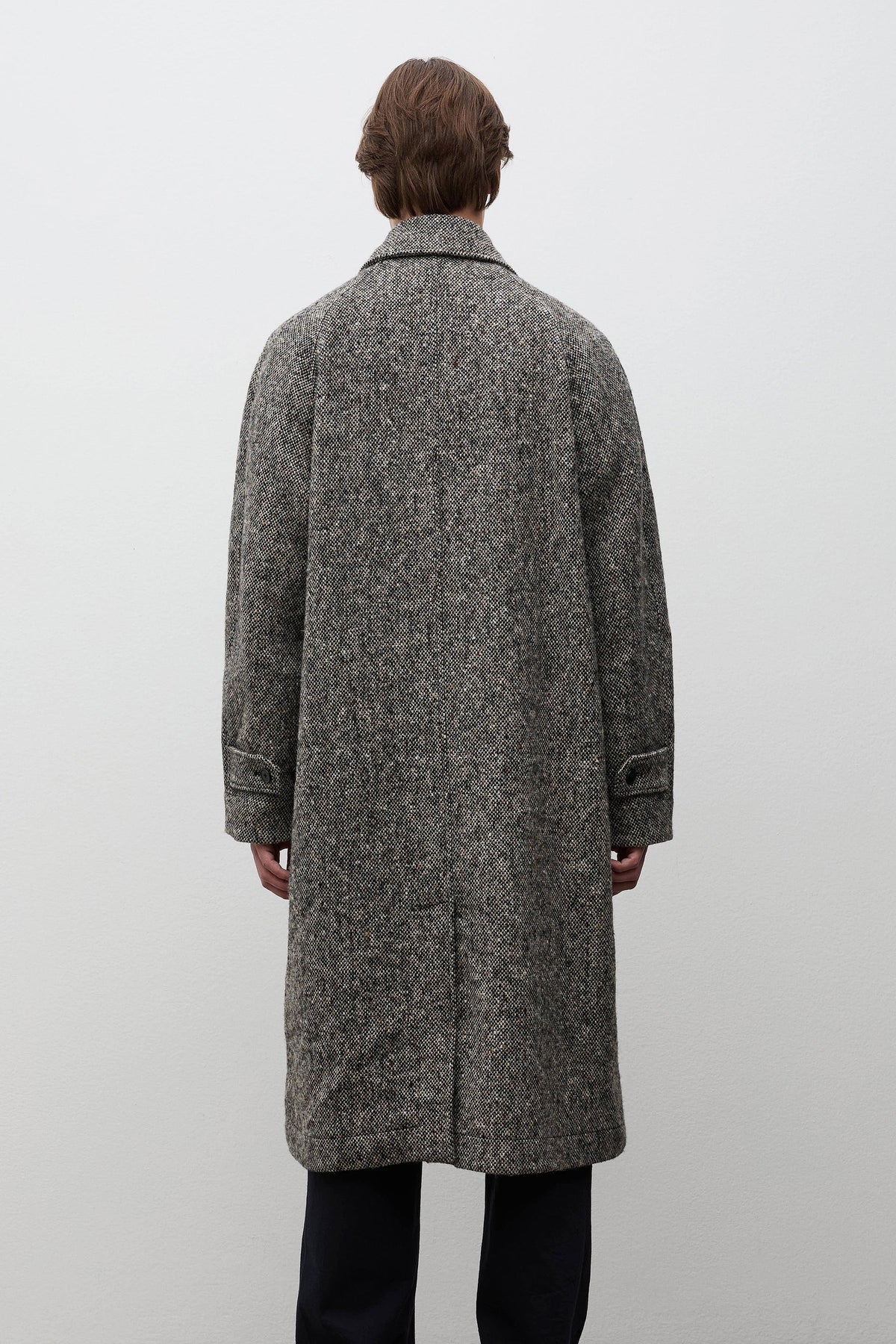 Reilstad Donegal Wool Balmacaan Raglan Coat - Charcoal Melange-Norse Projects-W2 Store