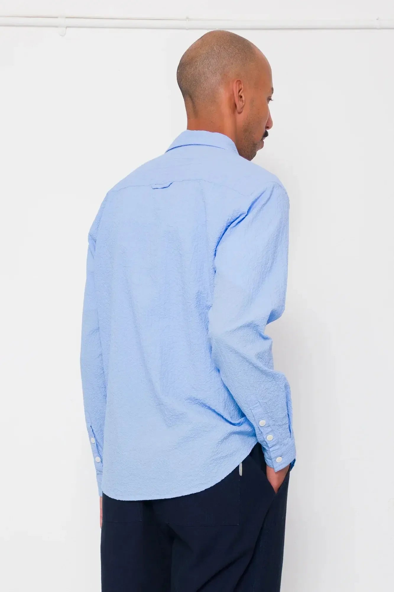 Relaxed Fit Shirt - Blue Bubble Seersucker-Folk-W2 Store