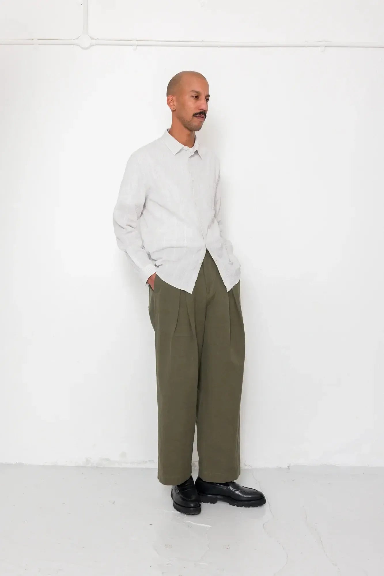 Relaxed Fit Shirt - Silver Textured Check-Folk-W2 Store