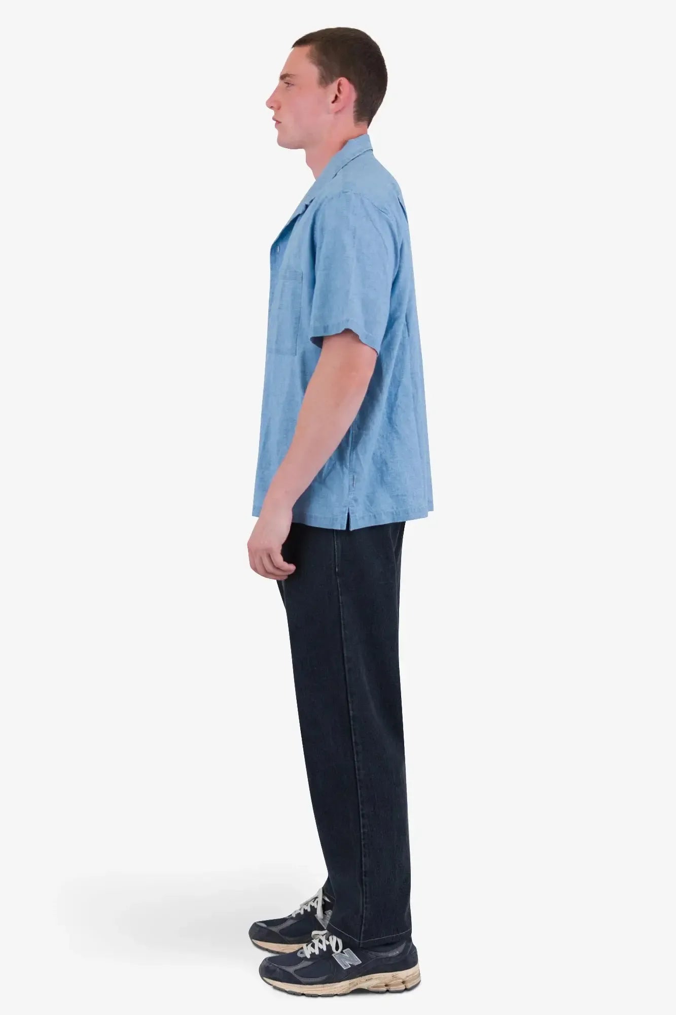 Relaxed Soft Collar Shirt - Indigo Microcheck-Folk-W2 Store