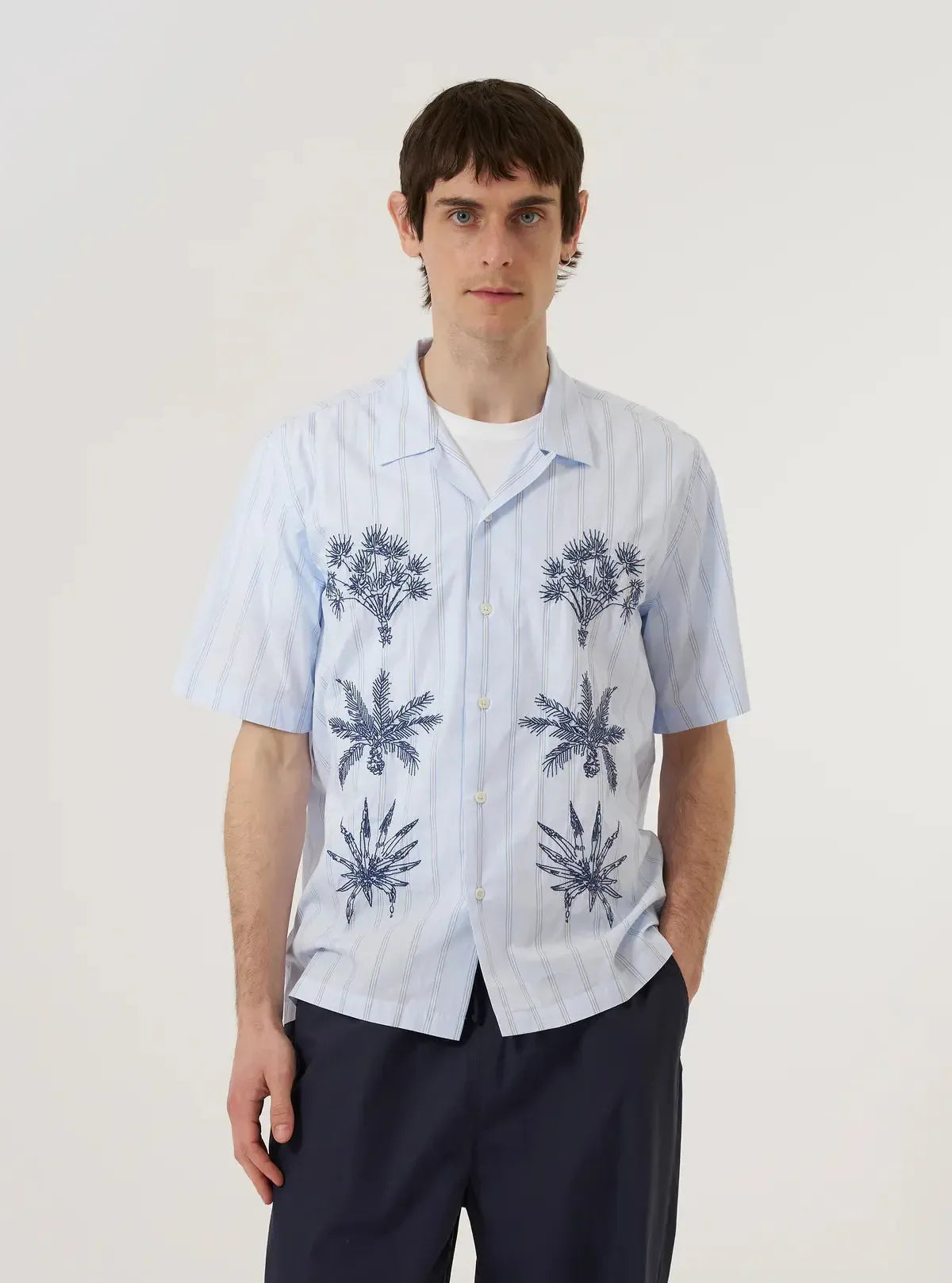 Road Trip Shirt Mc Stripe - Soft Blue-Universal Works-W2 Store