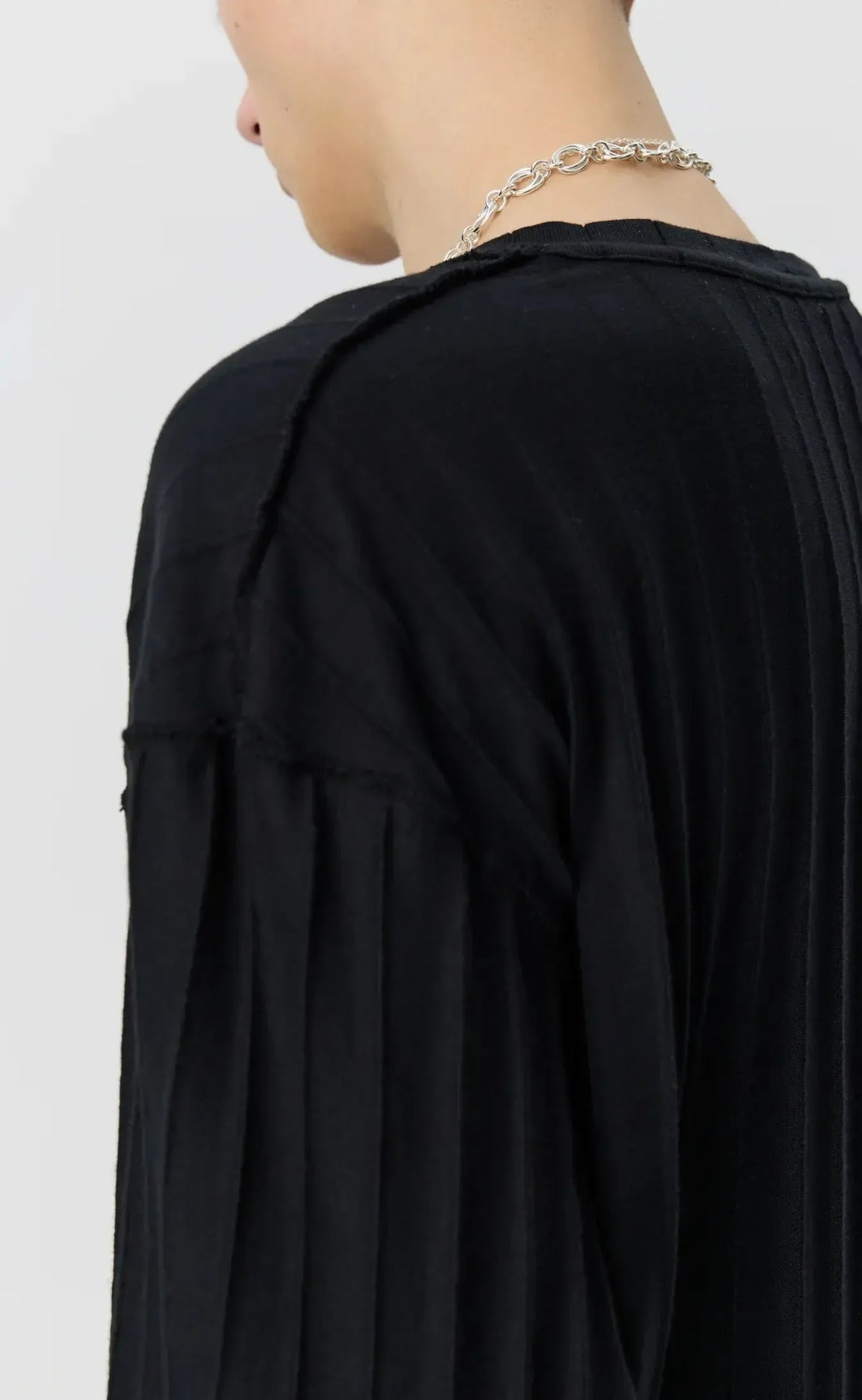 Round Neck Sweater - Black Inverted Ajour Stripe-mfpen-W2 Store