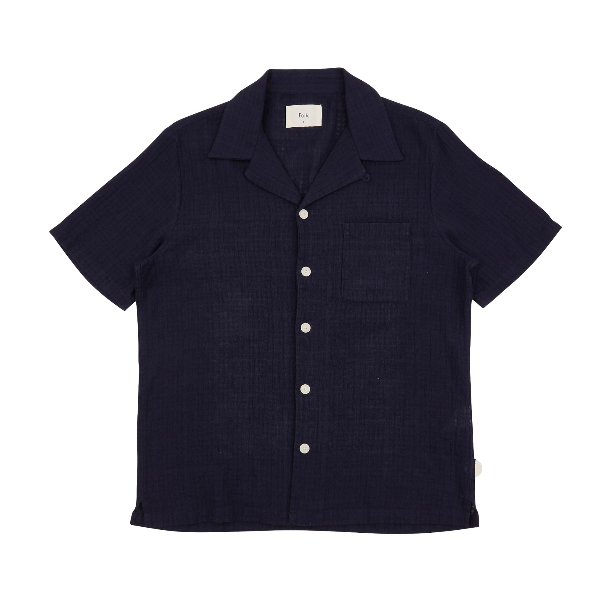 SS Soft Collar Shirt - Navy Open Weave Check-Folk-W2 Store