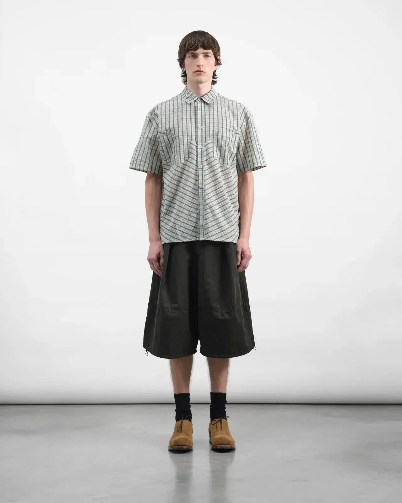 Salba Short Gmt Dye Cotton Linen Organic - Dark Green-YMC-W2 Store