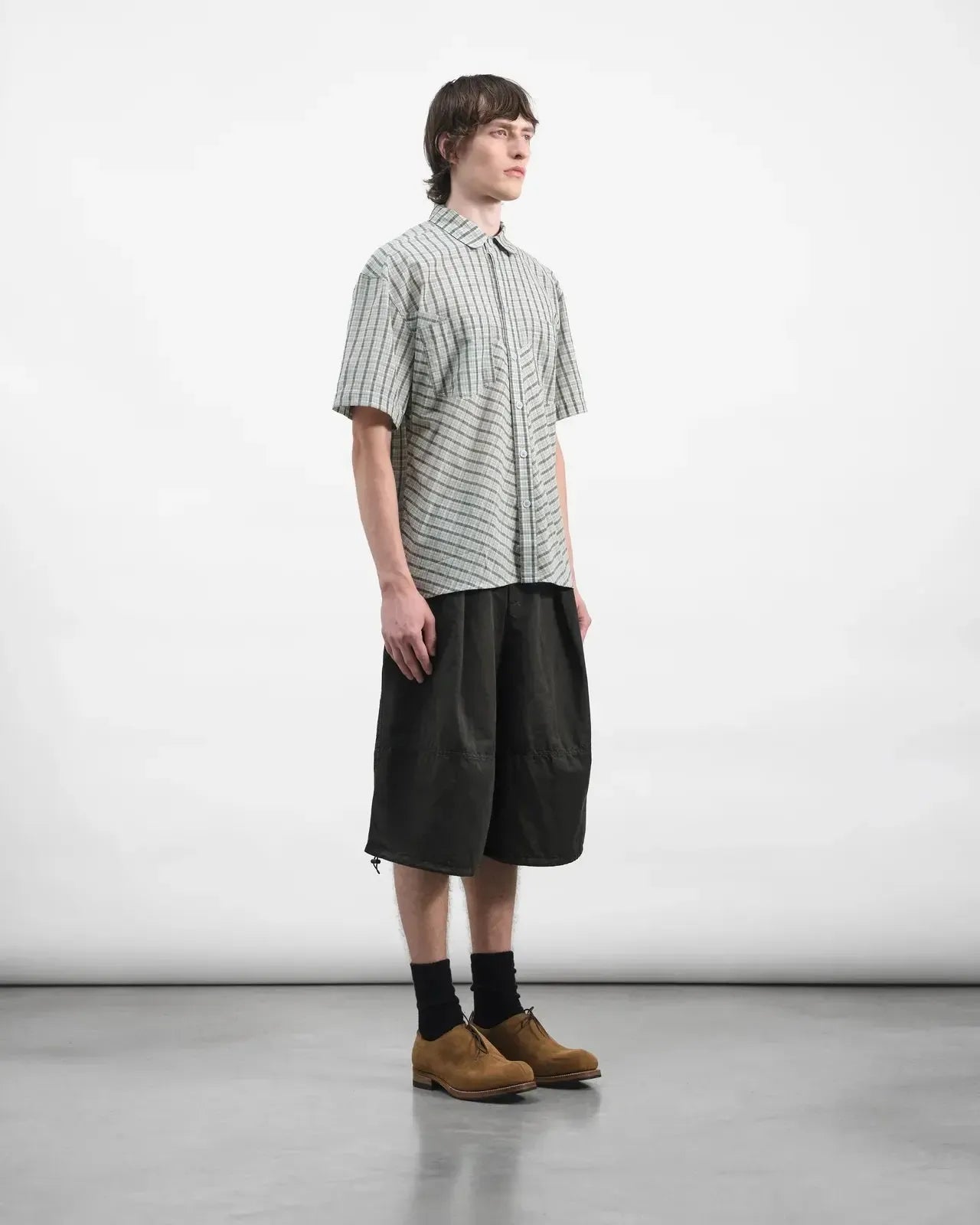Salba Short Gmt Dye Cotton Linen Organic - Dark Green-YMC-W2 Store