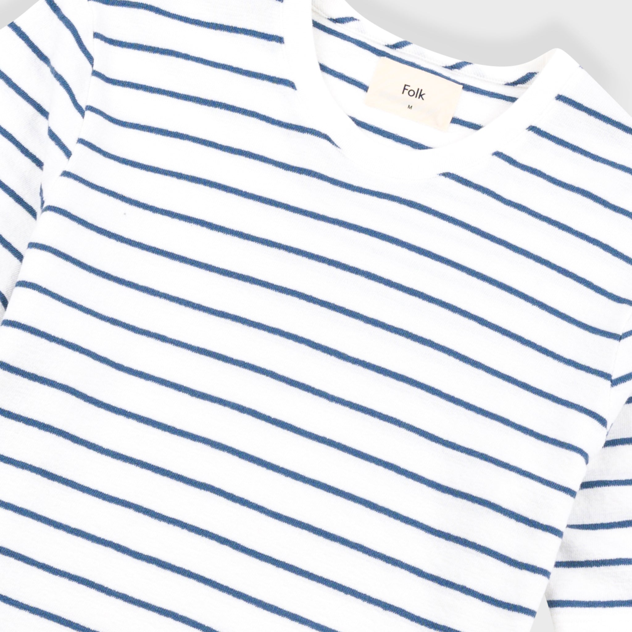 Short Sleeve Textured Stripe Tee - Off White / Soft Blue-Folk-W2 Store
