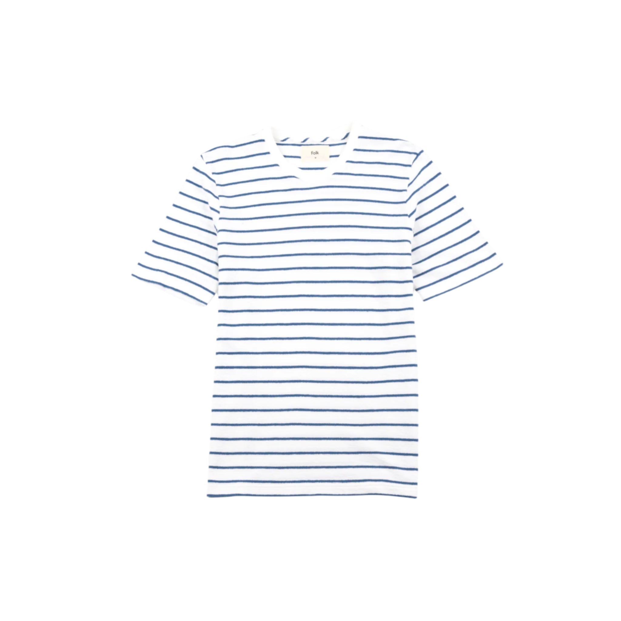 Short Sleeve Textured Stripe Tee - Off White / Soft Blue-Folk-W2 Store