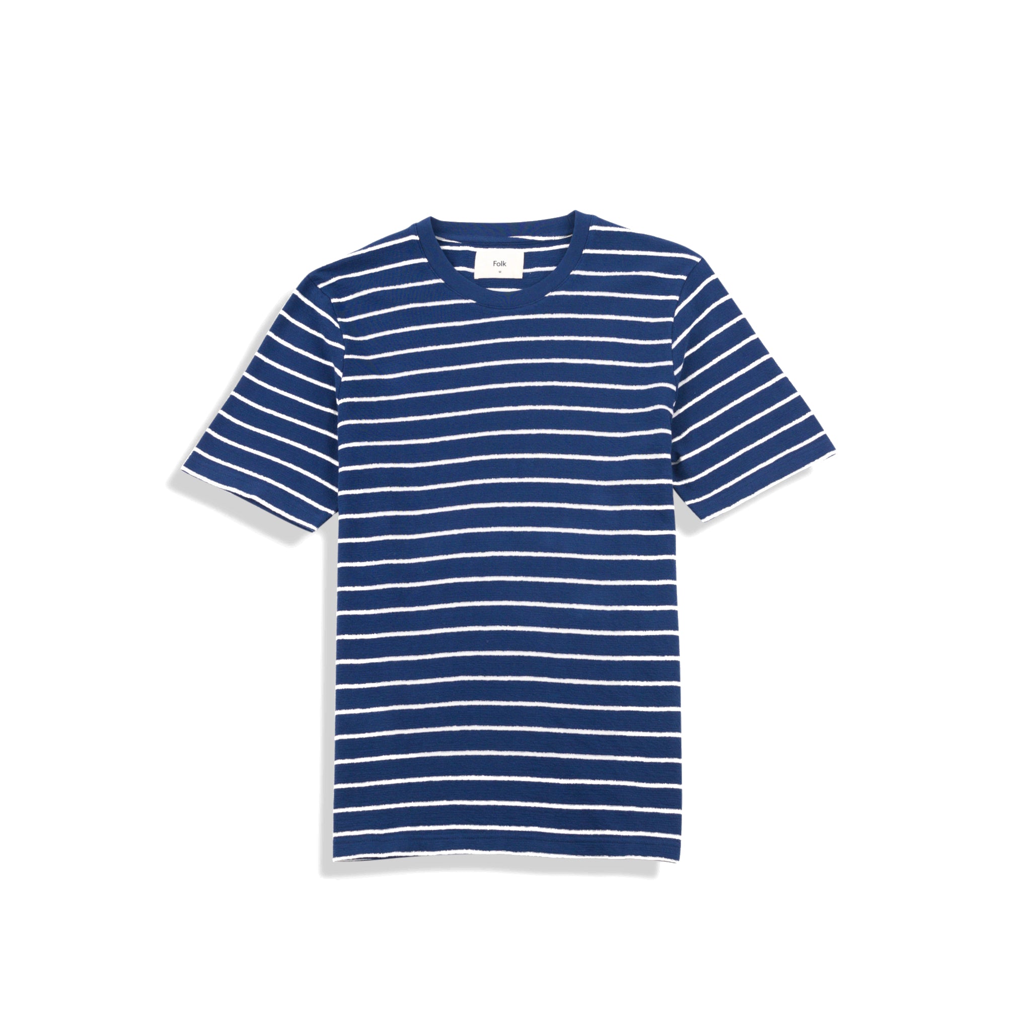 Short Sleeve Textured Stripe Tee - Soft Navy / Ecru-Folk-W2 Store