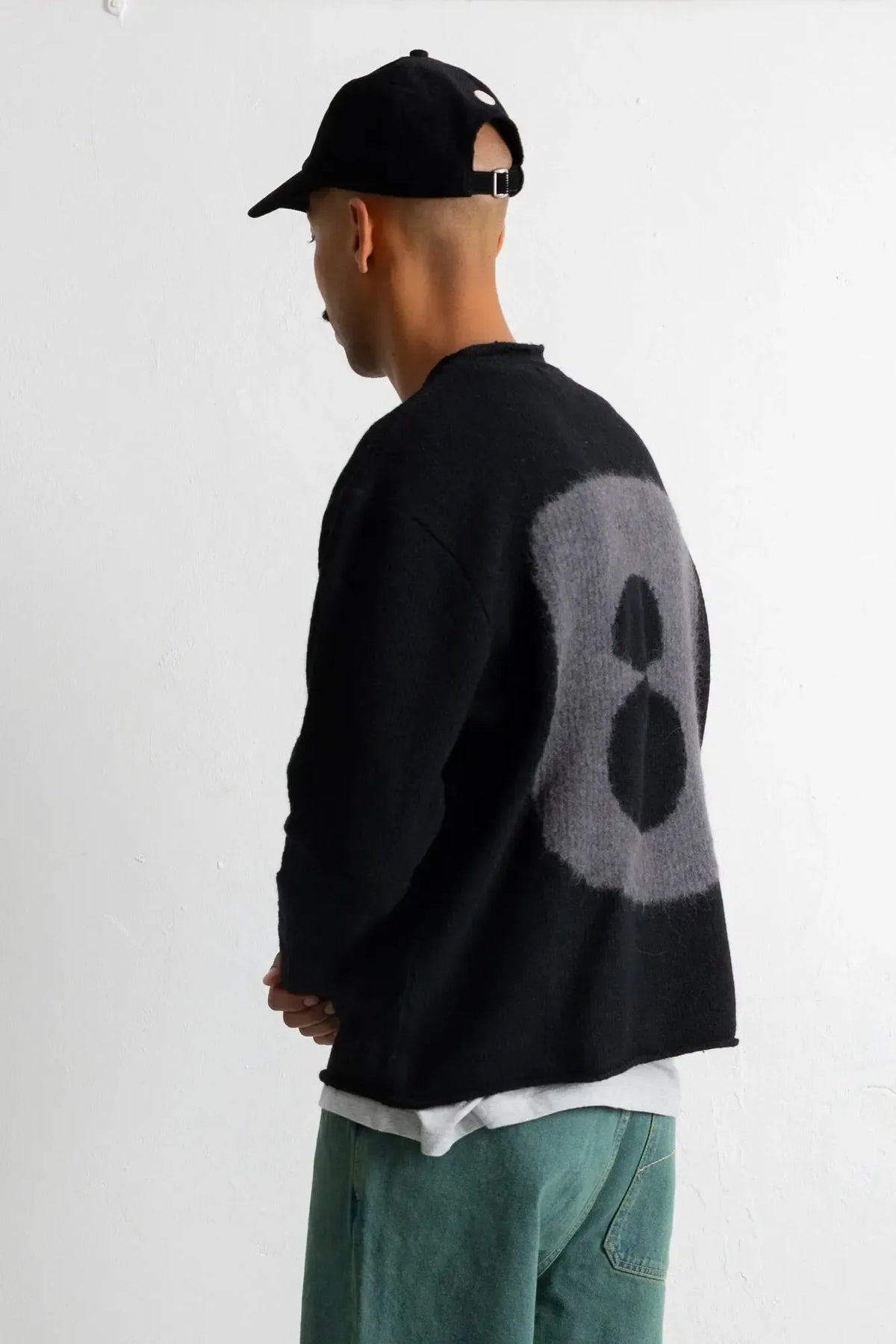 Slouch Crew - Black Charcoal Cast Intarsia-Folk-W2 Store