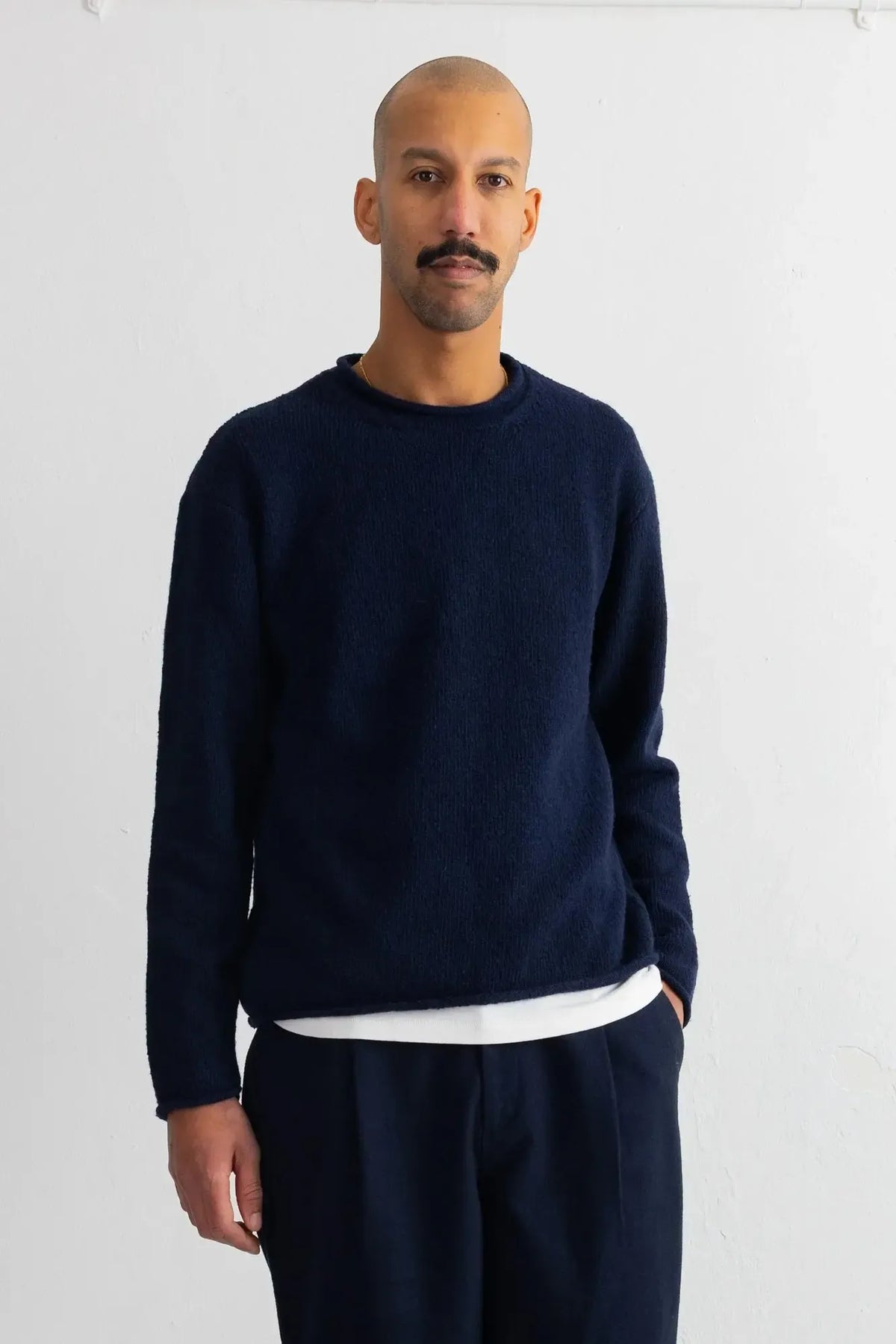 Slouch Crew - Navy Olive Cast Intarsia-Folk-W2 Store